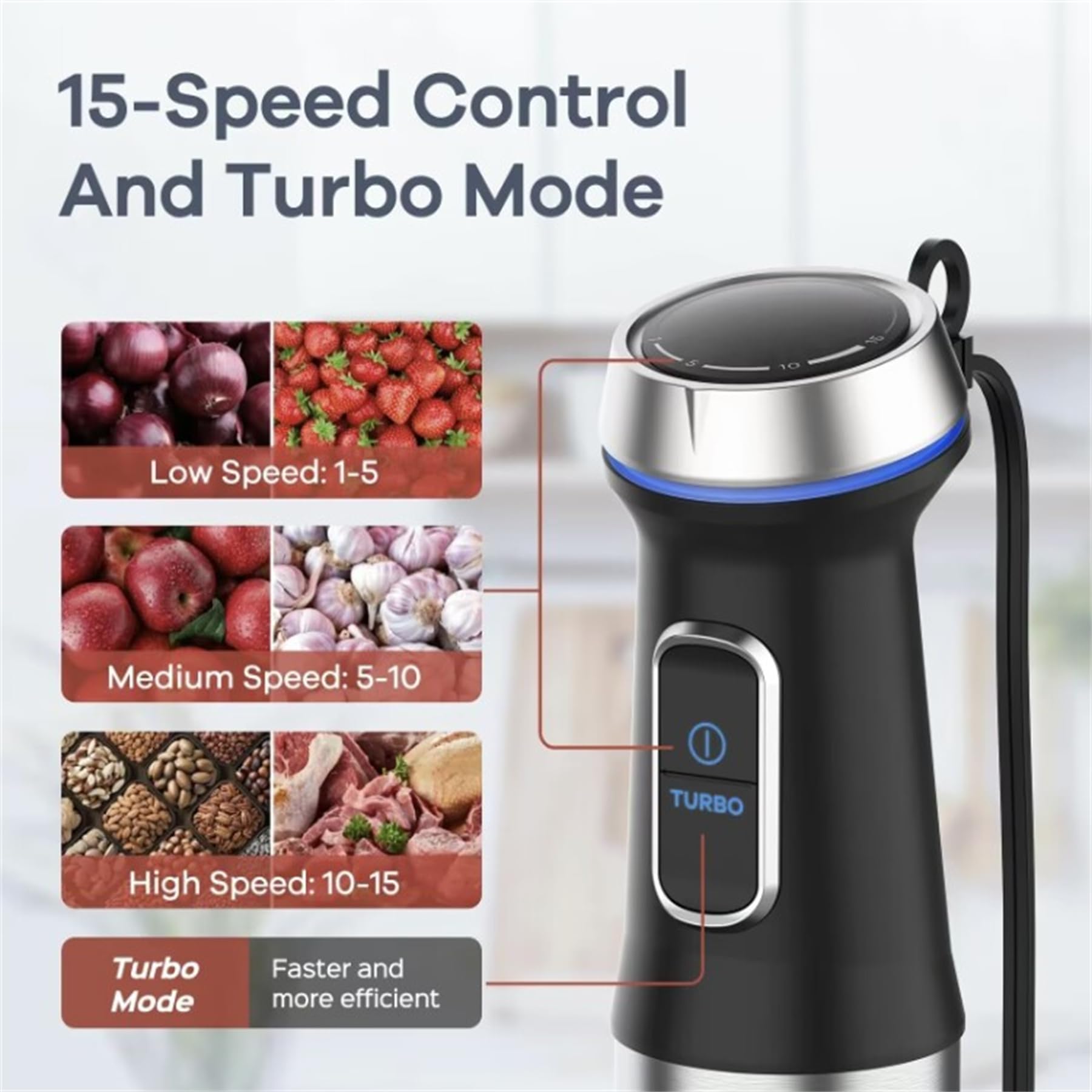 Uniqus 6-In-1 Hand Blender–Versatile Kitchen Gadget For Blending,Whipping,And Mixing,Compact&Powerful Small Hand Blender With Stainless Steel Blades,Perfect For Smoothies,Soups & More