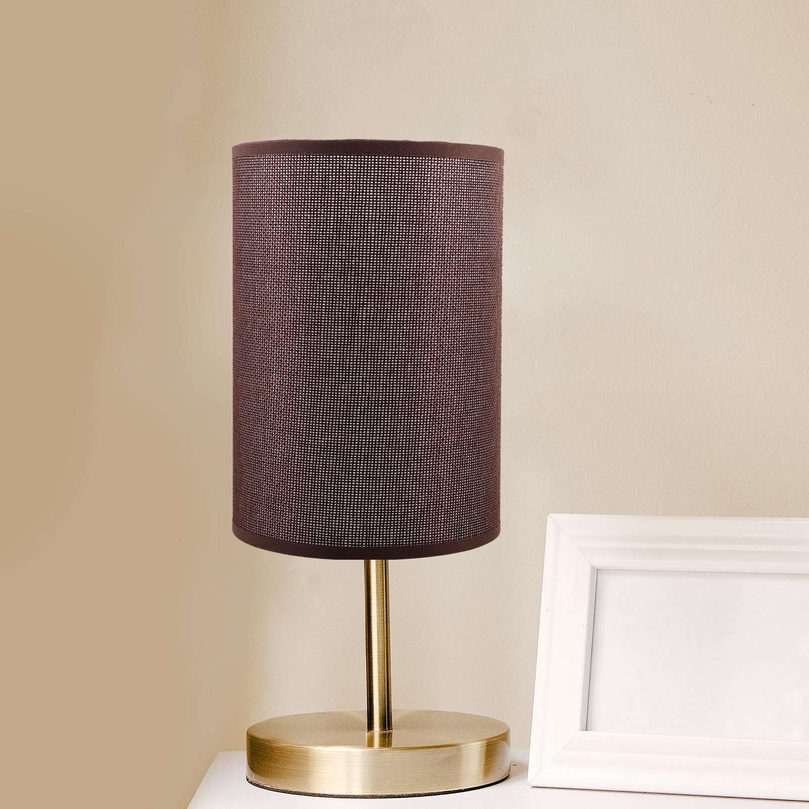 Lifkome Fabric Lampshade Table Lamp Shade Clip On Light Cage Guard Barrel Cloth Light Cover E27 Cylinder Light Shade For Table Floor Pendant Lamp