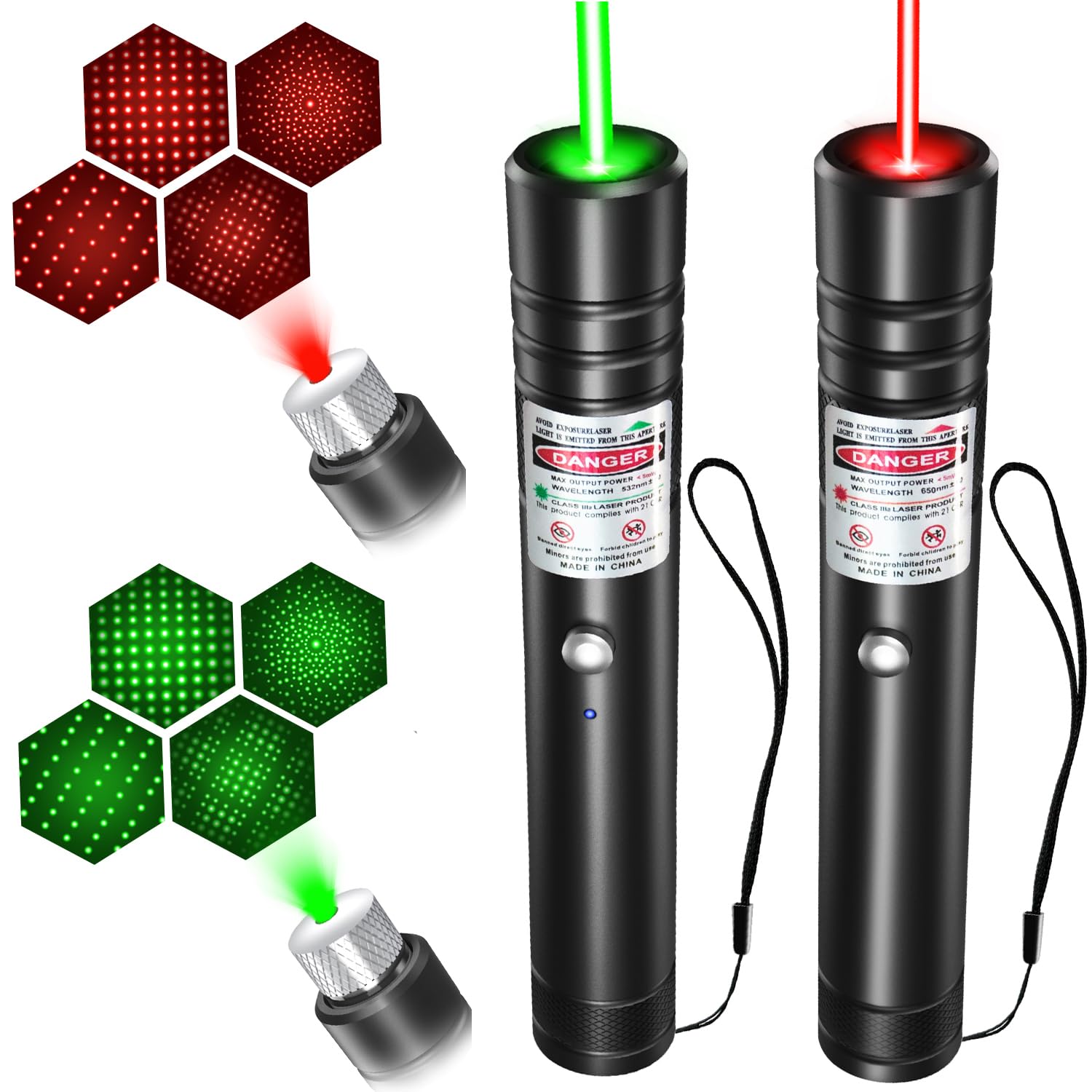 Miprezt [2 Packs Green+Red Beam] Rechargeable Green & Red Beam Light Flashlight Long Distance Range For Tv/Led/Lcd Screens Tactical Flashlights Presentation Office/Outdoors/Astronomic/Construction [001]