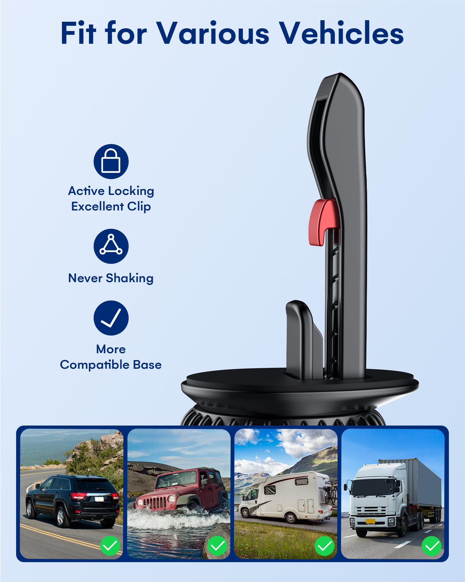 Zeehoo Car Mount Vent Clip Replacement, Universal Air Vent Clip [0.67In(17 Mm) Ball Joint] For Wireless Car Charger&Car Phone Holder, Vent Ball Mount For Garmin Nuvi Serie 3.5-7" Sat Nav