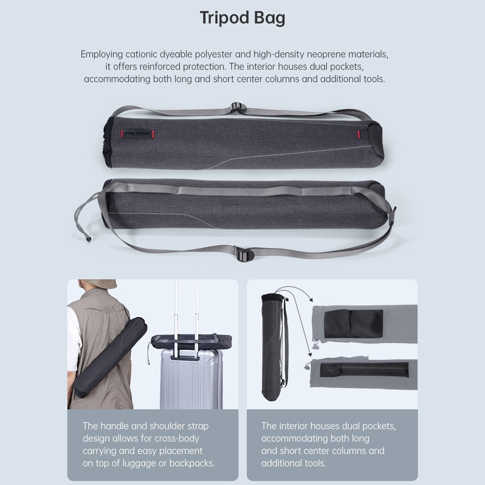 Eachshot Falcam Treeroot F38 Pro 61" Carbon Fiber Tripod,Quick Lock Travel Tripod Capacity 5Kg/11Lbs With 1/4" Screw,Carry Strap Holes For Cameras