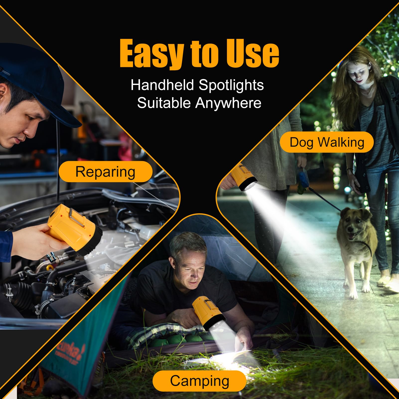 Vanvale Super Bright Rechargeable Spotlight,Handheld Rechargeable White Led Flashlight,Ultra-Long Standby Lightweight Utility Searchlight Abs Light