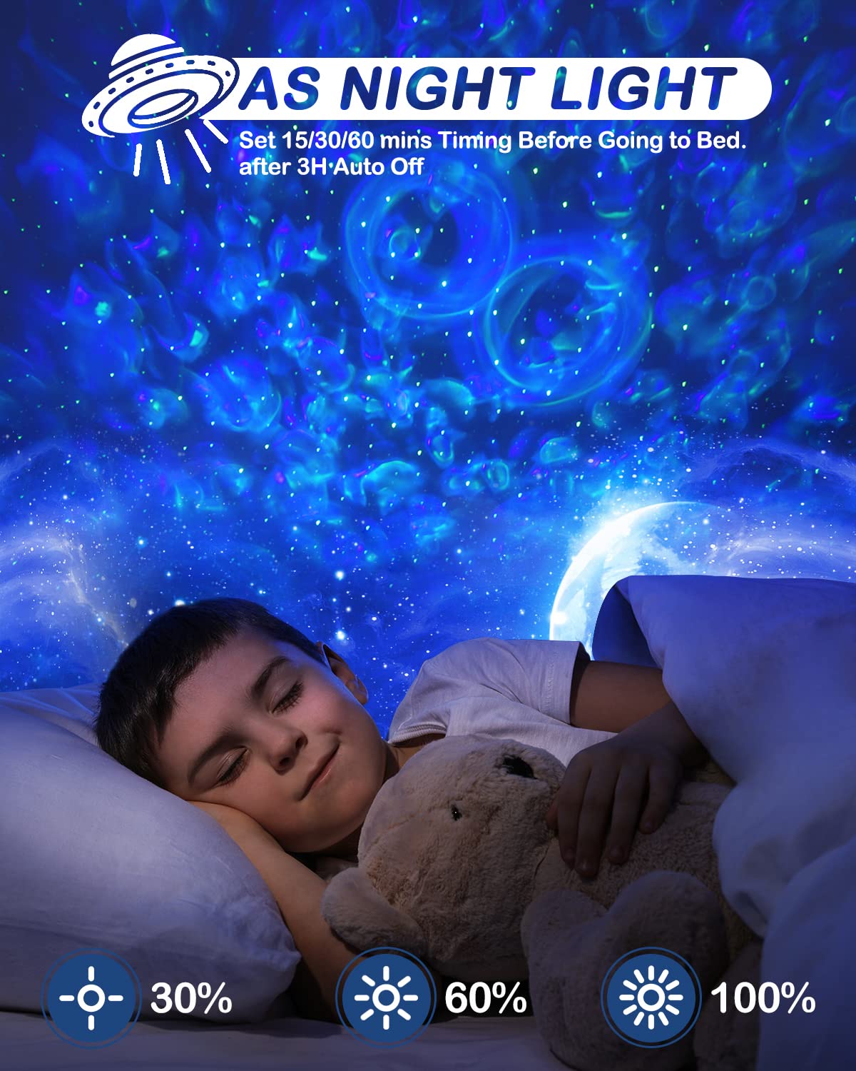 Laliled Ocean Wave Projector With Bluetooth Speaker, 26 Water-Wave Effects, Adjustable Brightness, Remote Control & Timer, Ideal Starry Night Lights For Bedroom, Home Decor, Kids, Birthday & Party