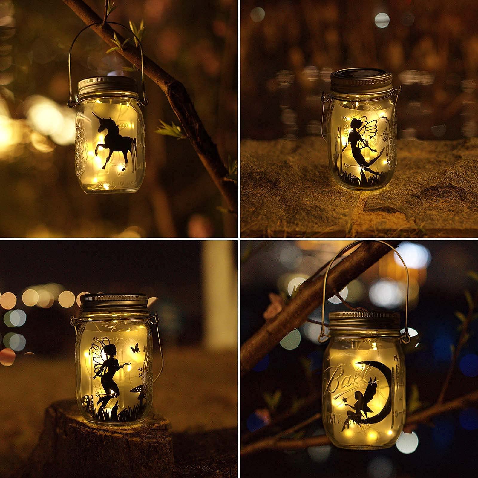 Znycye 12 Pack Solar Mason Jar Lights Warm White +1 Pack Watering Can Lights Warm White