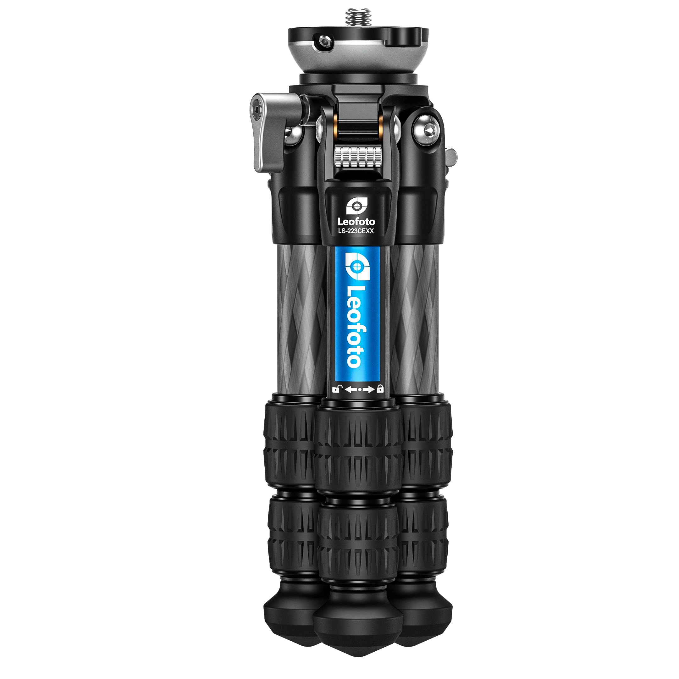 Leofoto Ls-223Cexx Tabletop Tripod W/Built-In Leveling Head, Ranger Series, Carbon Fiber, 3 Leg Sections, Lightweight, Ball Head Optional (Ls-223Cexx)