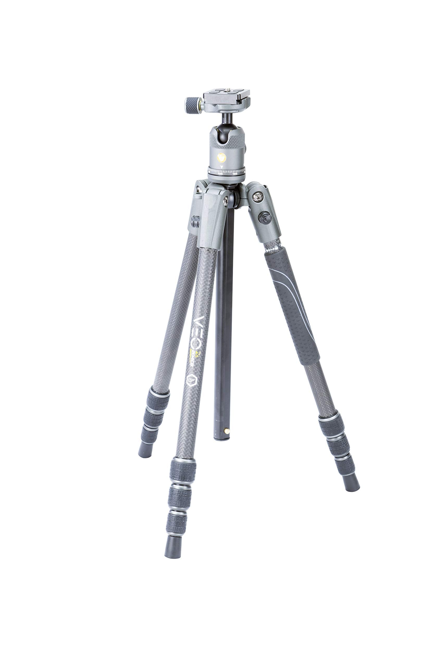 Vanguard Veo2S204Cb Carbon Fiber Travel Tripod With Ball Head, Monopod Option, Smart Phone Holder, Spiked Feet, And Tripod Bag