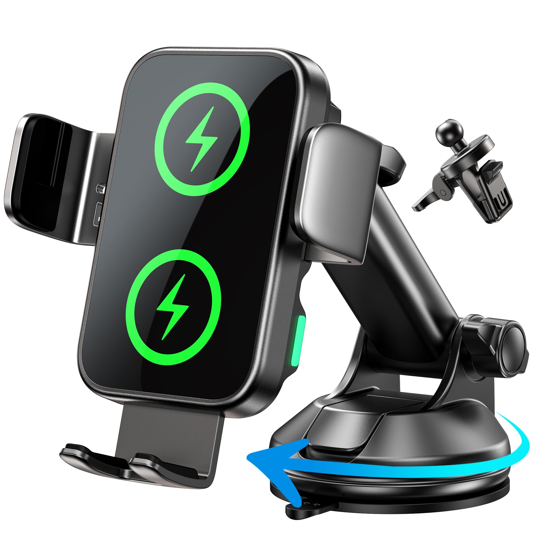 Gumosh Dual Coil 15W Car Phone Holder (Not Easy To Disconnect) Wireless Car Charger -Auto Clamping- Charging Phone Holders For Your Car Dash Vent Windshield, For Flip S24/S23/S22/S21, Iphone Series