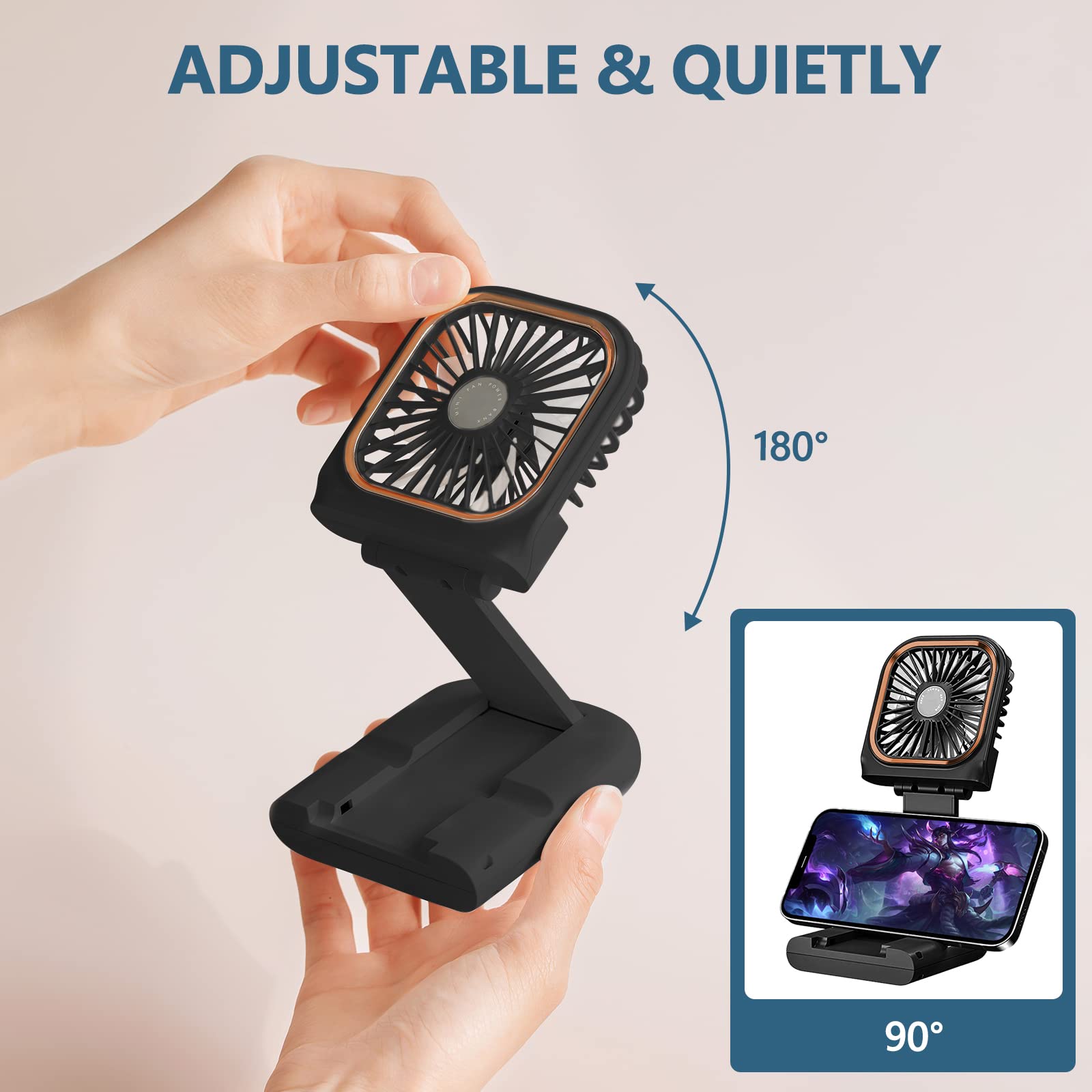 Portable Neck Fan Mini Quiet Handheld Personal Foldable Usb Rechargeable Fan Operated
