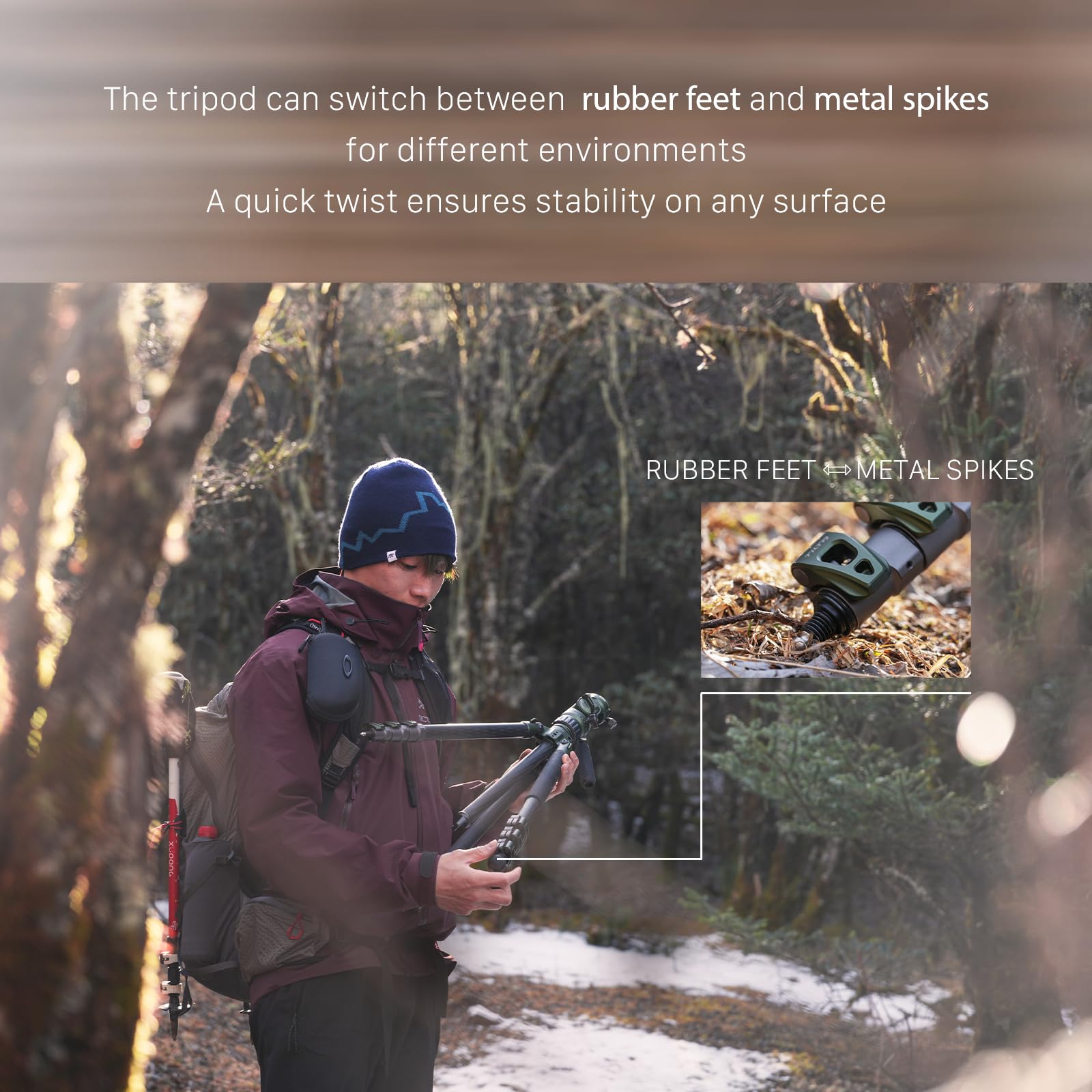 Tilta Camera Tripod With Fluid Head, 3-Stage Carbon Fiber Tripod Legs, 160 Cm Travel Video Tripod Max Load 5Kg With Arca Receiver - Space Gray Tt-Vt05-Fb-Sg
