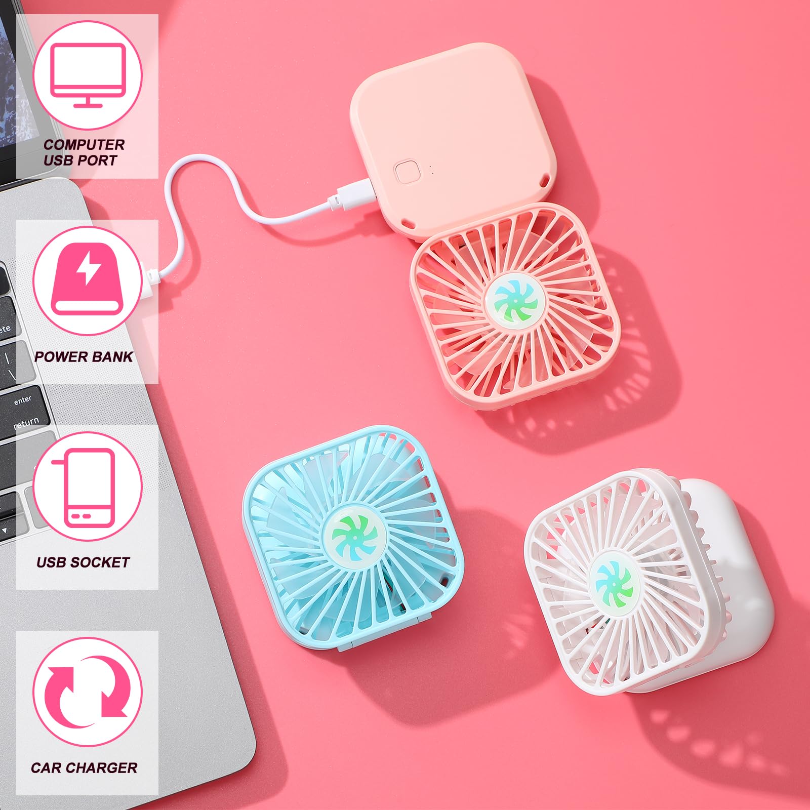 Hortsun 12 Pack Personal Necklace Fans Portable Neck Hanging Mini Handheld Hand Held Fan For Cooling