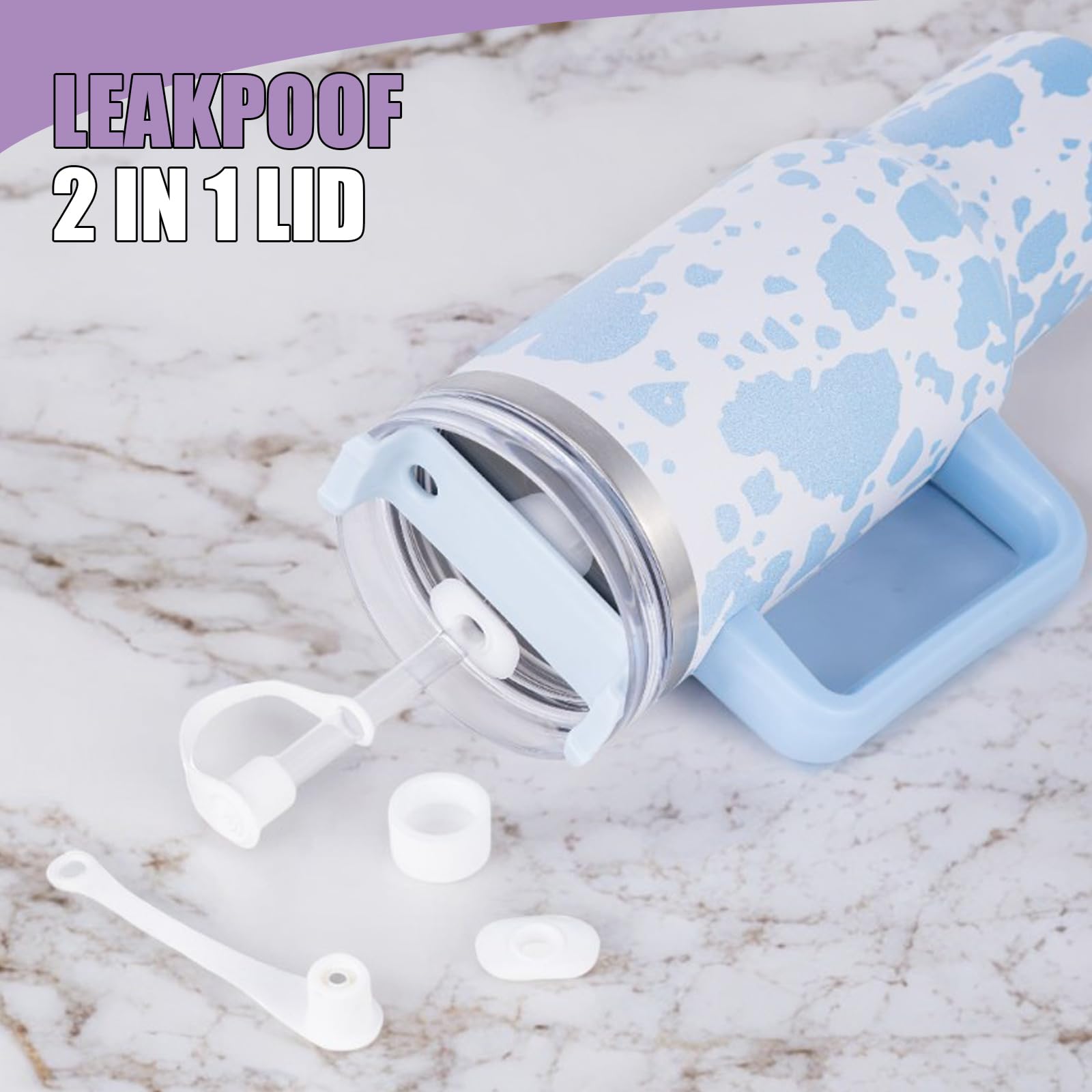 40 Oz Tumbler With Handle And Straw, Leak Proof Stainless Steel Insulated Travel Coffee Tumbler Cup