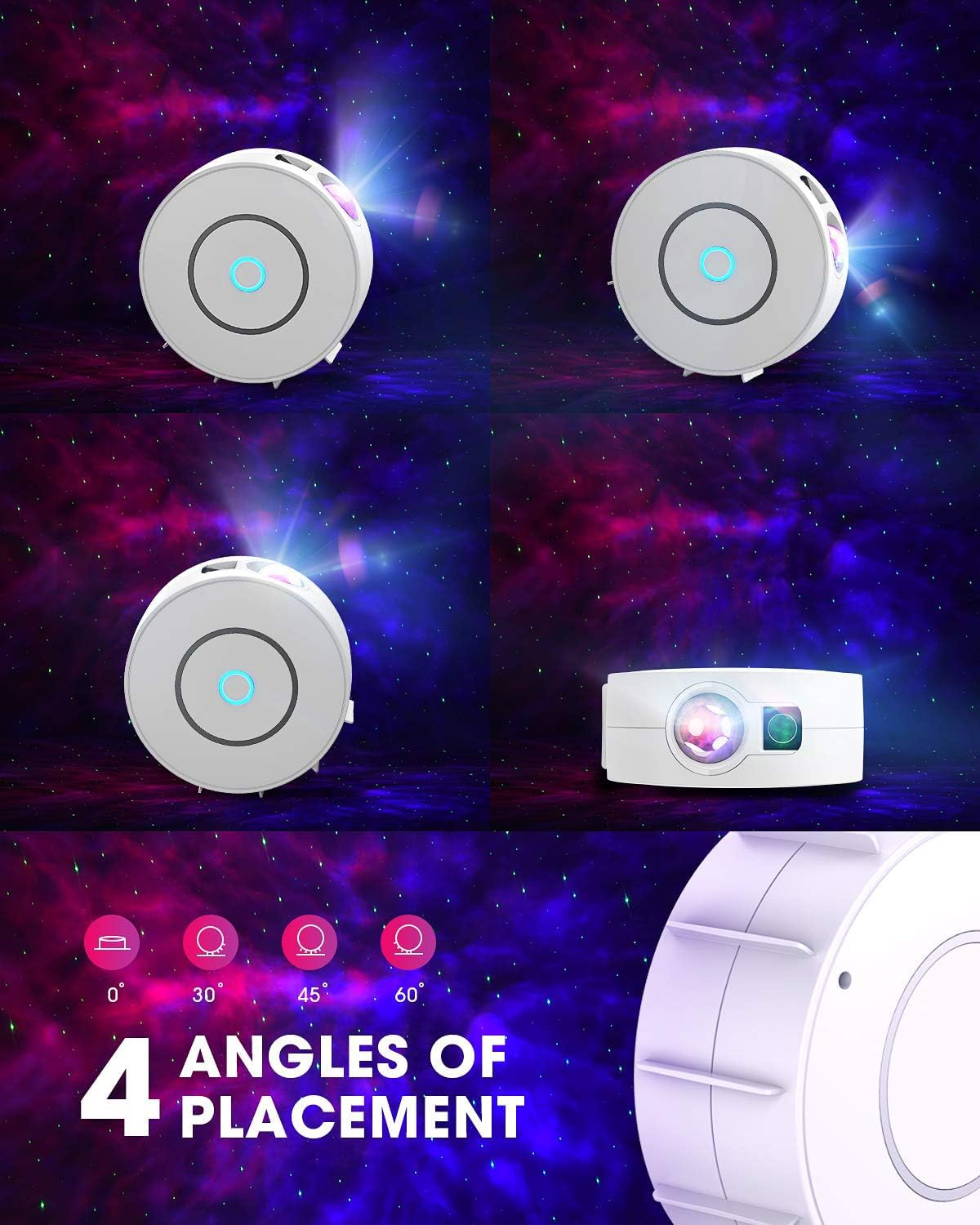 Voion Smart Galaxy Star Projector, Led Nebula Ceiling Night Light With App & Voice Control, Perfect For Gaming Rooms, Bedrooms, Home Theater, And Camp Tent, Stunning Starry Sky Effect (White)