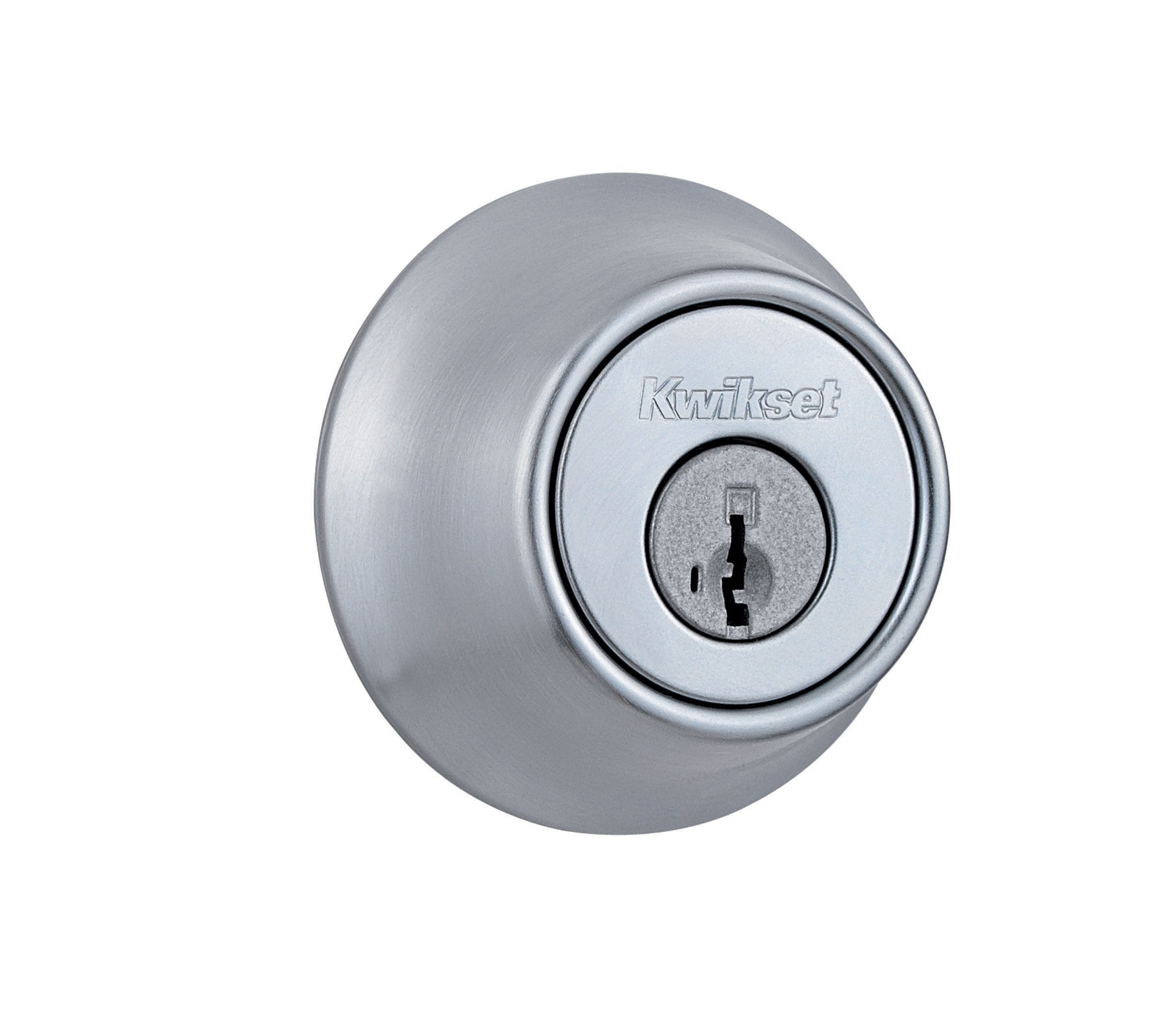 Kwikset 660 Deadbolt Deadbolt Lock, Satin Chrome Round Exterior Keyed Front Entry Door, Pick Resistant Smartkey Rekey Security, Single Cylinder Dead Bolt