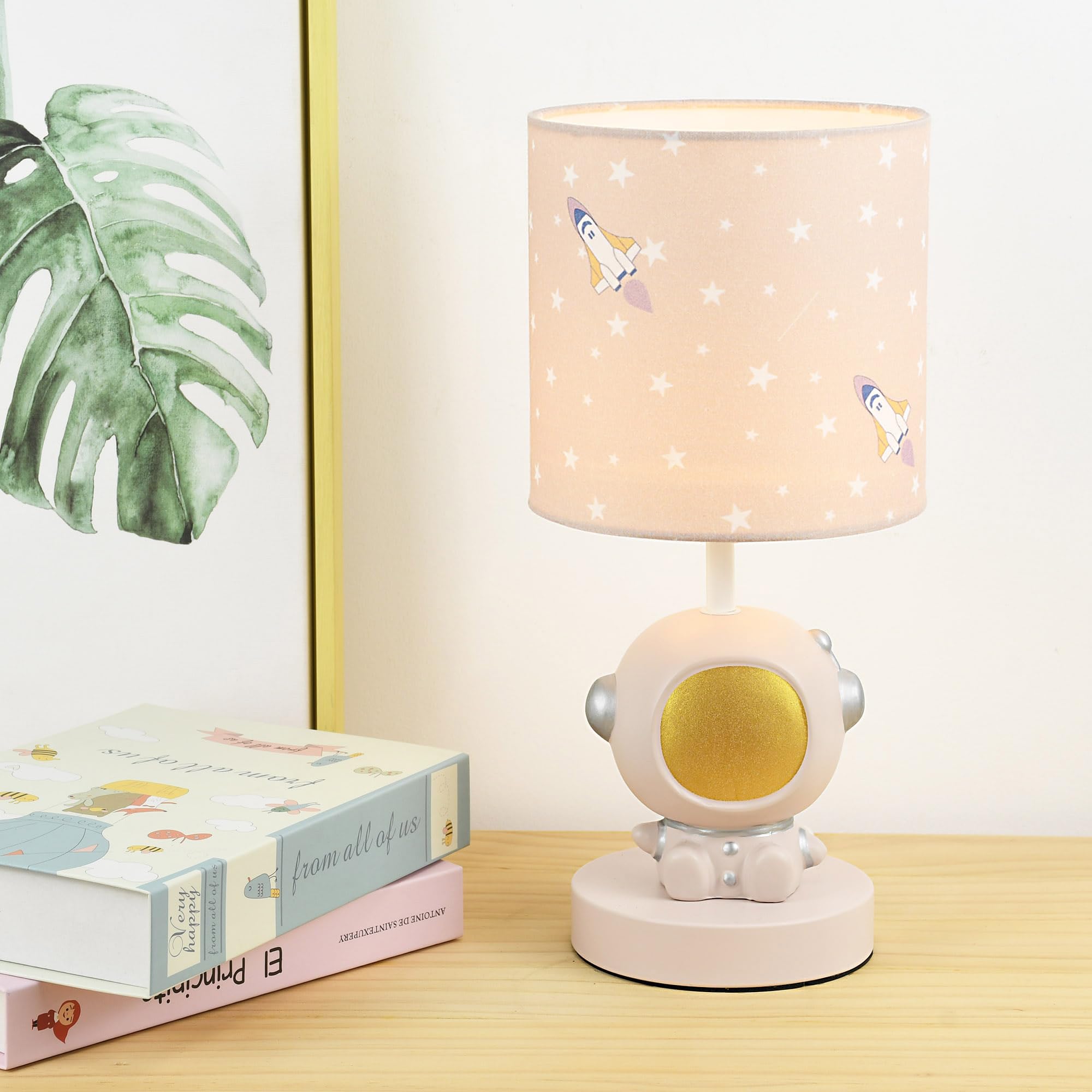 Lampwell Astronaut Led Table Lamp With Usb Port Dc5V,Light Brown Kids Table Lamp,Night Light For Kids Room,Nursery,Bedroom,Kitchen Counter,Gameroom,Φ5.91×H13.07In,Hand-Made
