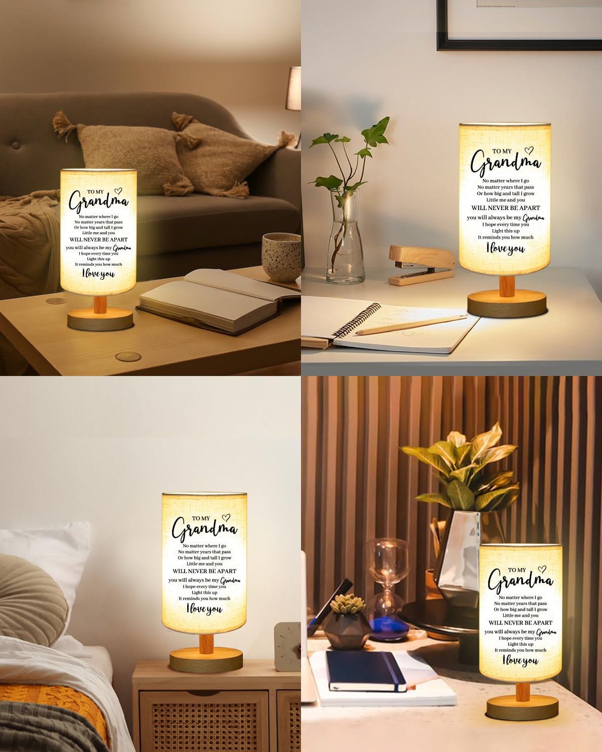 Gorgifty Mothers Day For Grandma From Grandkids, To My Grandma Fabric Table Lamp, Grandma Birthday Christmas , Bedside Table Lamp Presents For Grandma, Nana, Mimi, Gigi