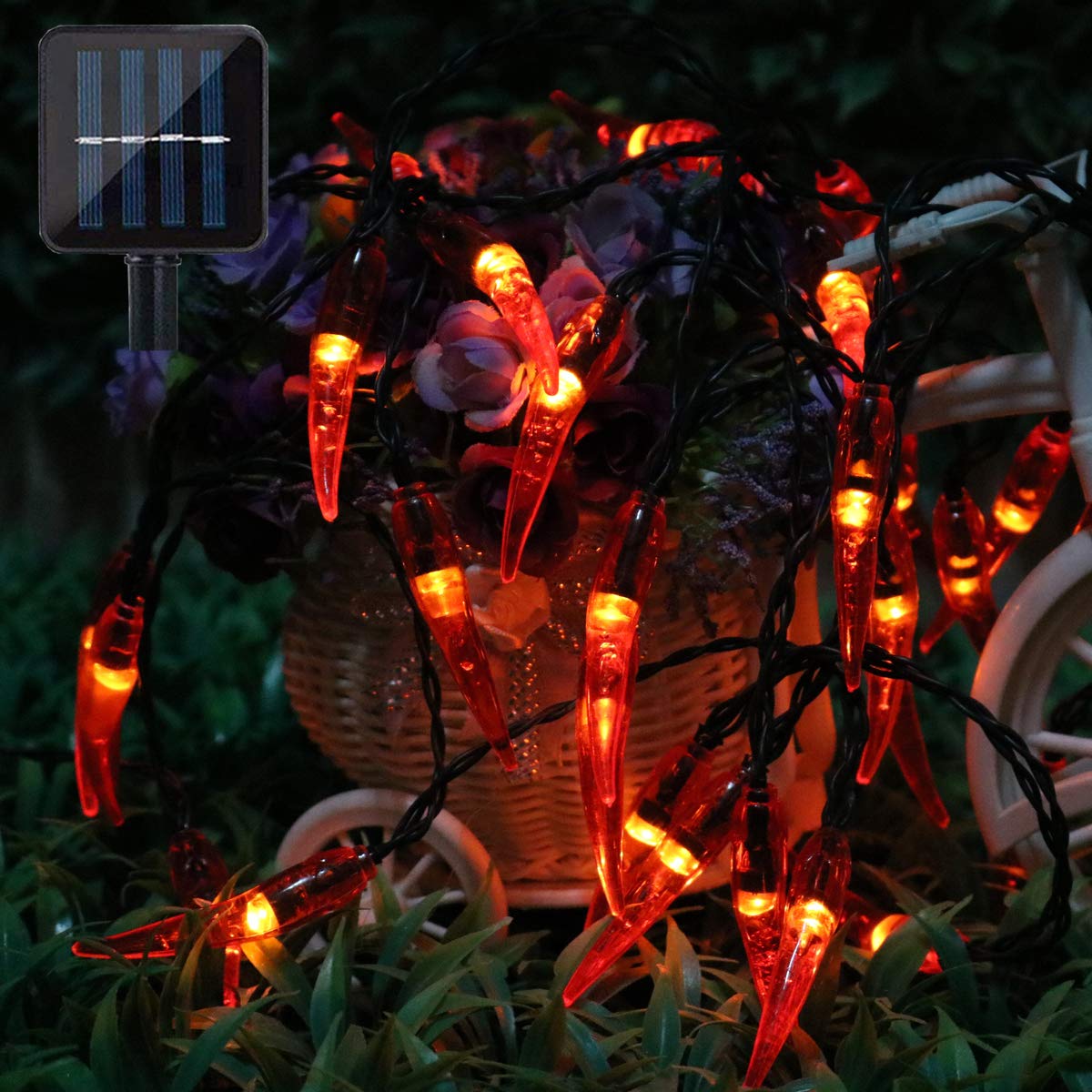 Dreamworth Solar Chili String Lights, 30 Led Chili Shape Fairy Lights For Wedding, Chinese Year, Spring Festival, Party Decoration, Christmas