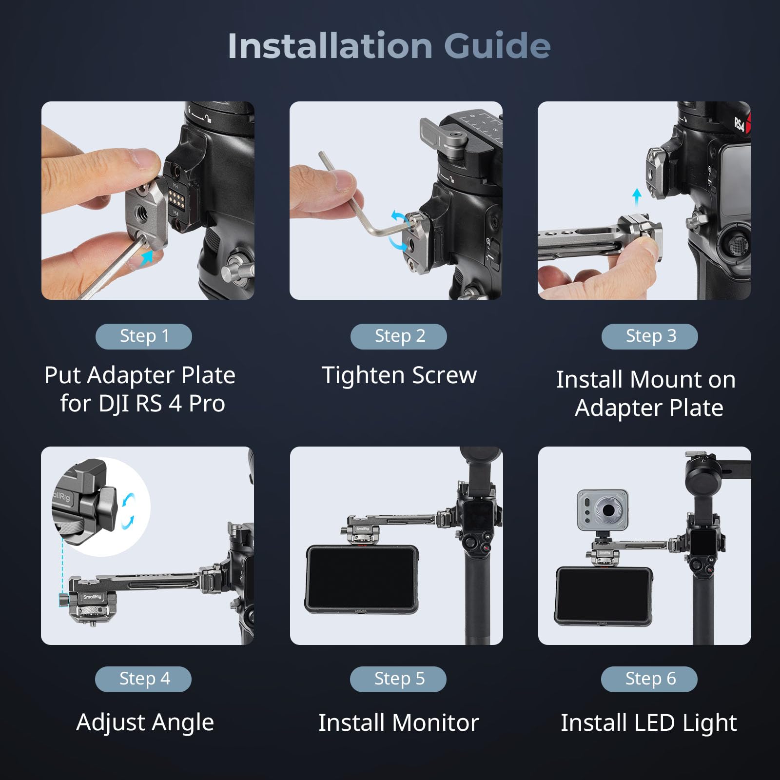 Smallrig Adjustable Sling Handgrip Gimbal Sling Handle And Hawklock Quick Release Adjustable Camera Monitor Mount For Dji Rs 4 Pro/Rs 4 / Rs 3 Mini/Rs 3 Pro/Rs 3 / Rsc 2 / Rs 2 Stabilizers