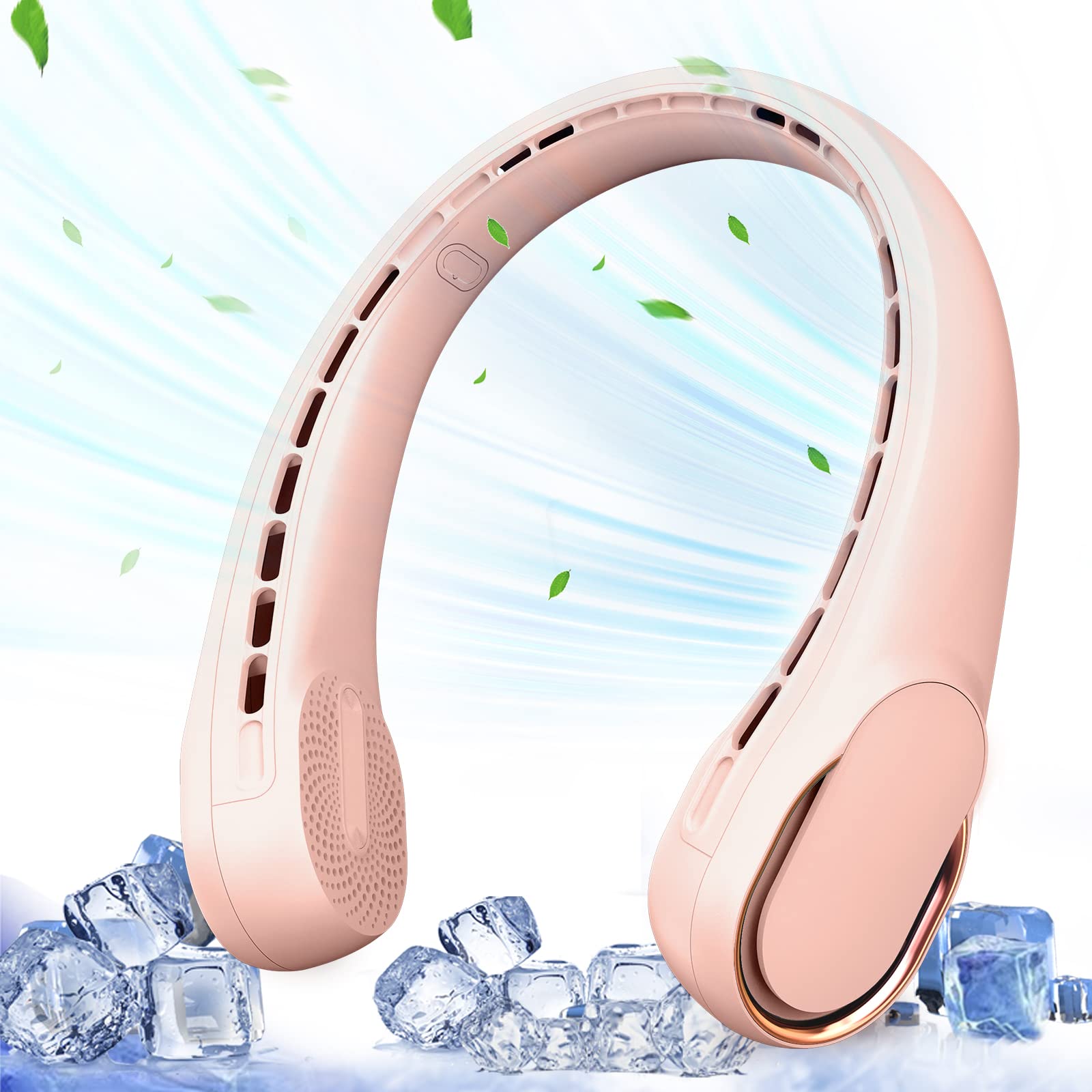 Portable Neck Fan, Neck Fans For Women, 4000 Mah Rechargeable Personal Fan,360° Hands Free Bladeless - Koospark