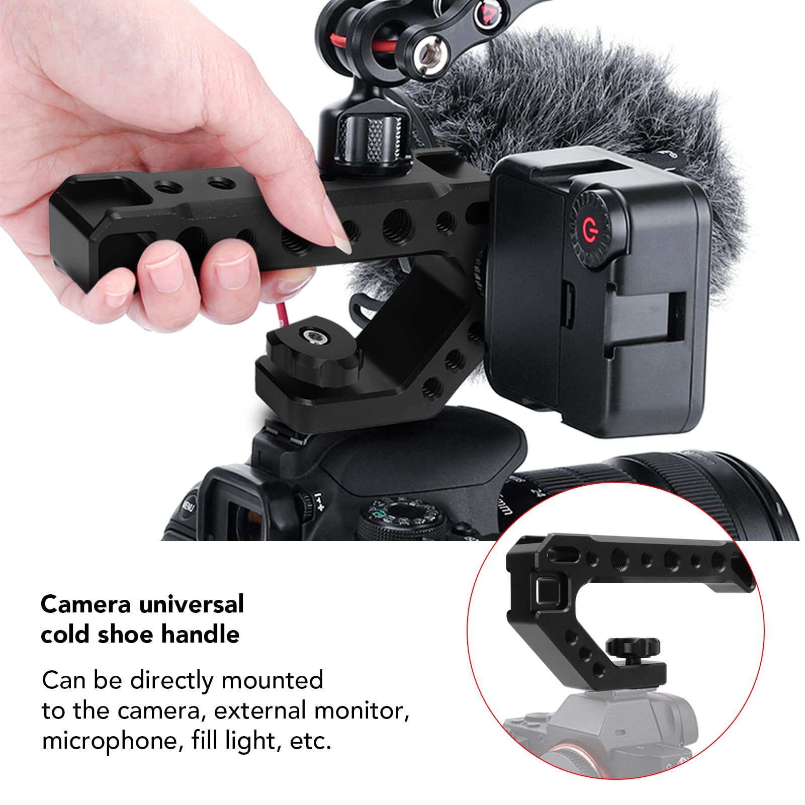 Kimiss Camera Top Handle Grip Slr Camera Top Handle Grip Mirrorless Camera Handle Cold Shoe Adapter Mount Hand Held Stabilizer