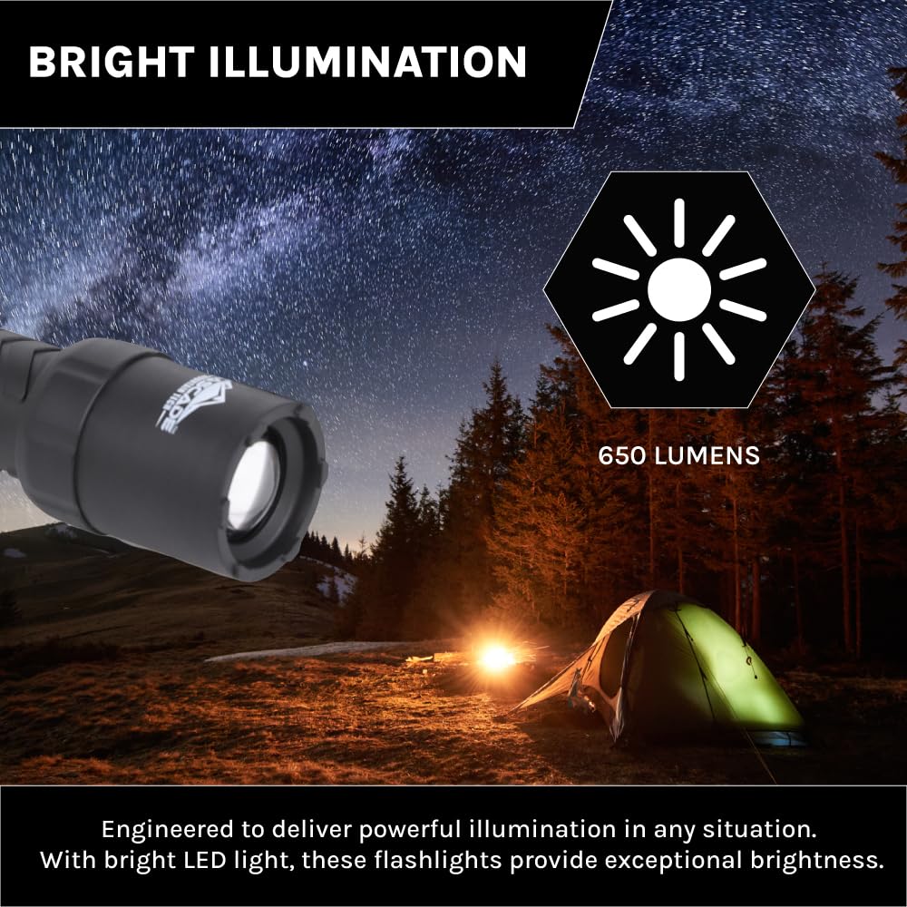 Cascade Mountain Tech 650-Lumen Ipx8 Waterproof Led Flashlight With 3 Light Modes For Outdoor And Emergency Use