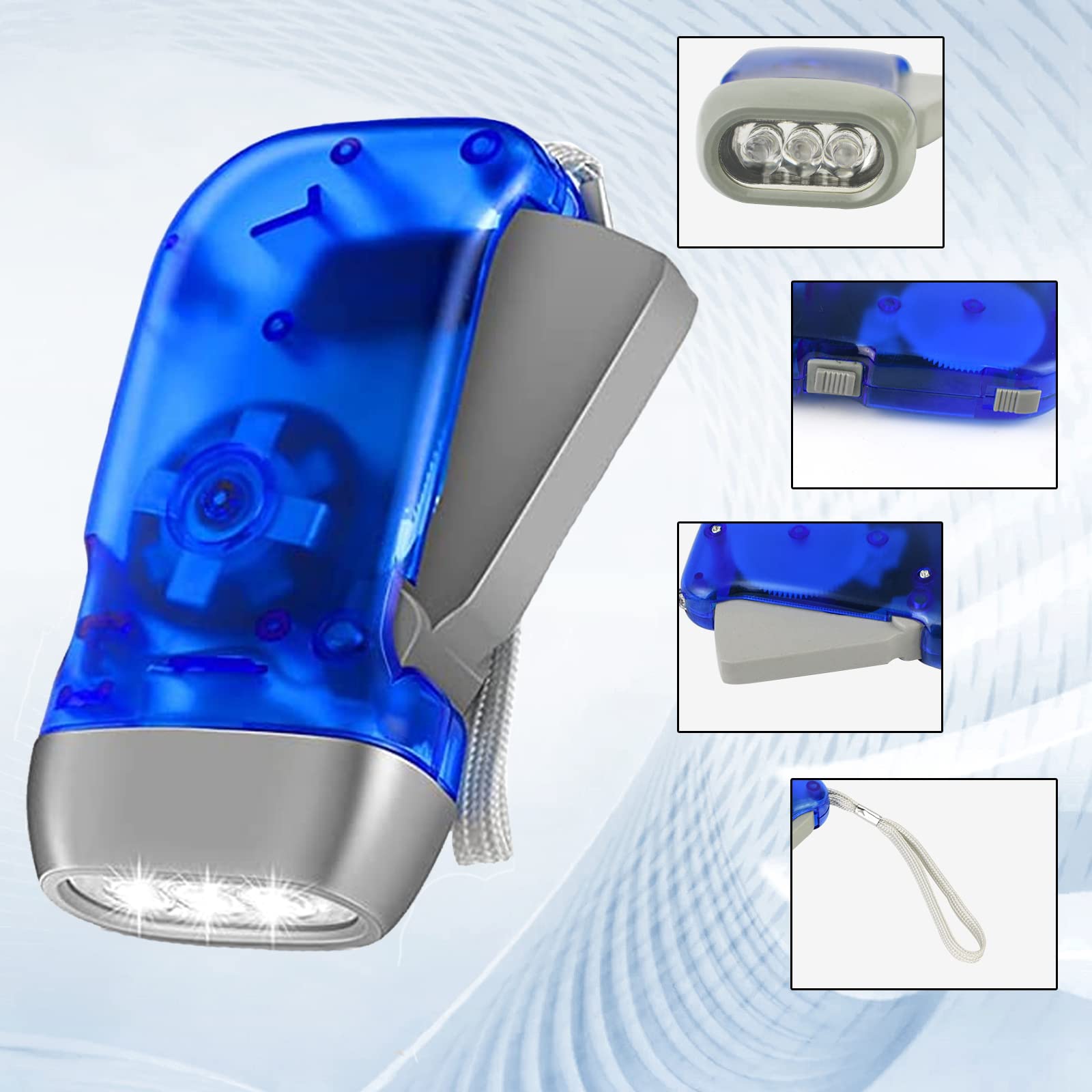 Merkaunis 24 Pieces Hand Crank Flashlight No Battery Emergency Flashlight With 3 Led Bright Light Shake Flashlight For Camping, Hiking, Outdoor Sports, Car And Home