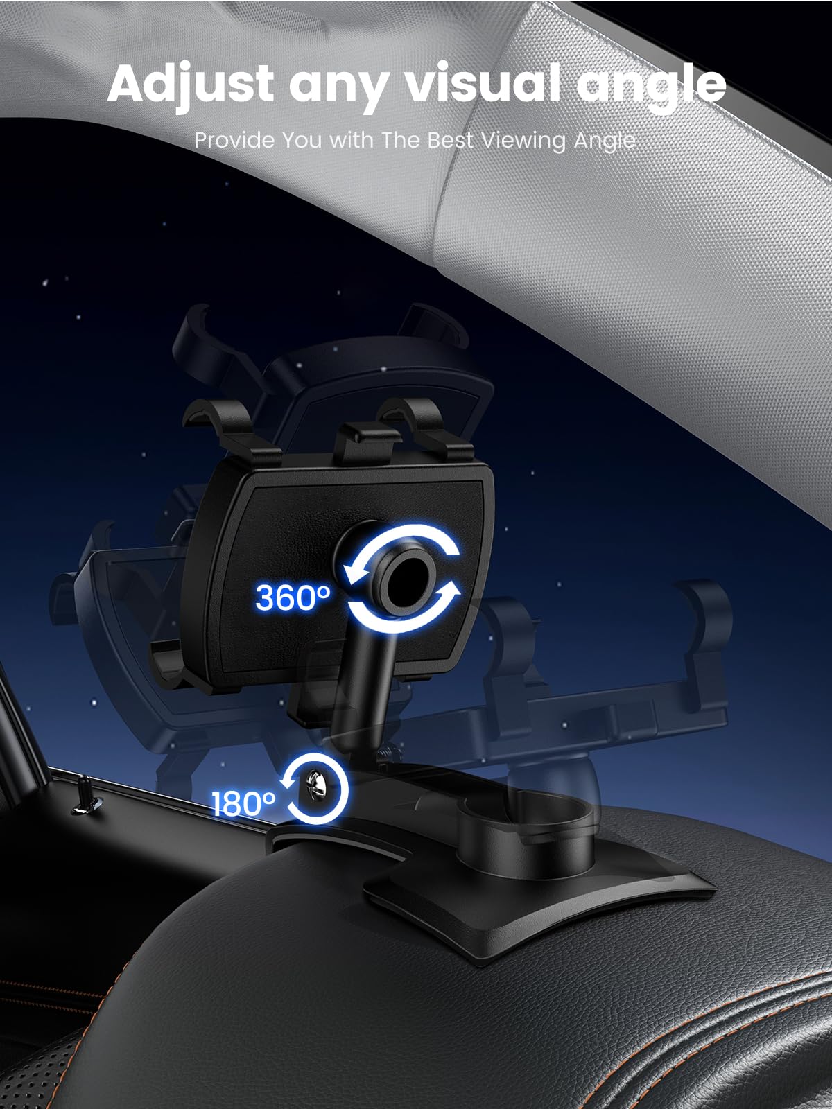 Jawhalt Car Phone Holder For Dashboard Cell Phone Mount For Car 360 Degree Rotation Clip Design Compatible With All Cell Smart Phones.