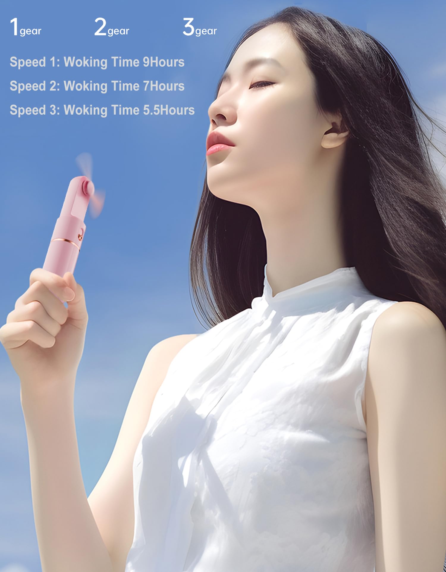 Portable Handheld Fan, Usb Rechargeable 3 Speed Personal Small Pocket Fan Travel For Girl Women
