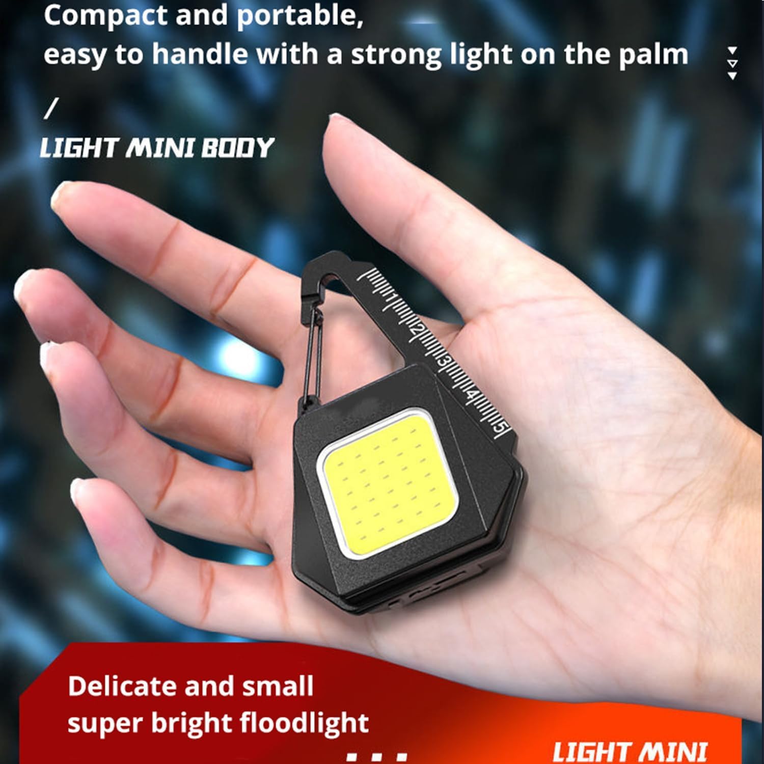 Pocketman Multifunctional Keychain Emergency Light Rechargeable Portable Work Light Keychain Cob Light With Magnetic Base Bottle Usb Rechargeable Pocket Light With Ruler For Camping Hiking Repairing (10)