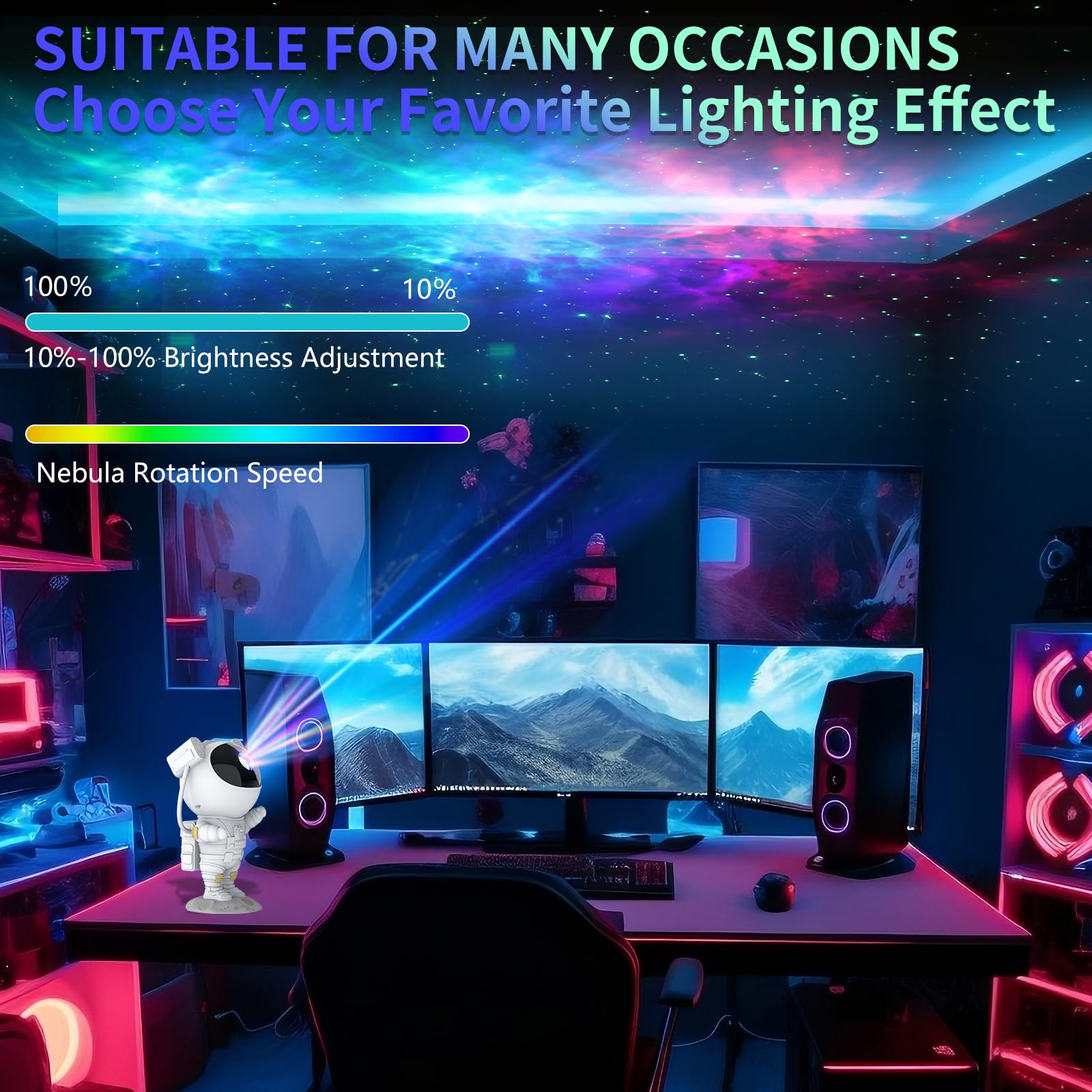 Hiya-Naya Astronaut Star Projector Galaxy Light With Timer And Remote Control, 360° Adjustable Starry Night Light Projector For Baby/Kids/Adults/Bedroom/Party/Home Decor/Game Room (White)