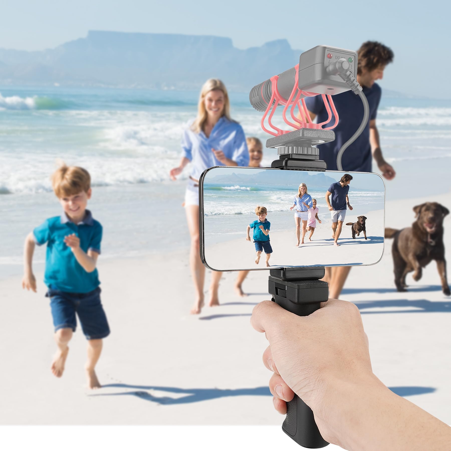 Fantaseal Universal Ergonomic Anti-Fall Mobile Phone Smartphone Handle Stabilizer Mount Rig Portable Selfie Stick Tripod Handheld Vlogging Monopod For 60-85Mm Wide Iphone Samsung Android
