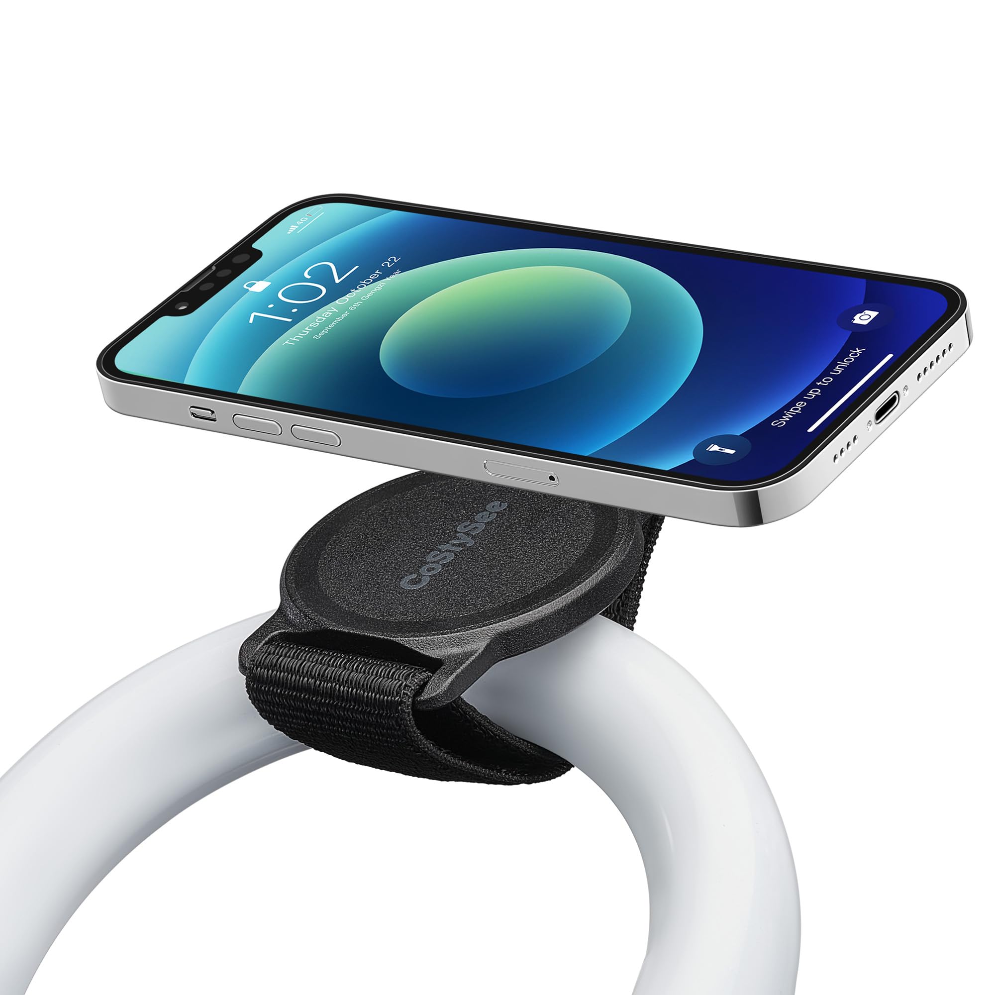 Costysee Magnetic Phone Mount For Gym,Fitness Phone Holder With Velcro Strap For Treadmill/Stroller/Indoor Cycling Handlebar & More,Compatible With Iphone 15/14/13/12 Series