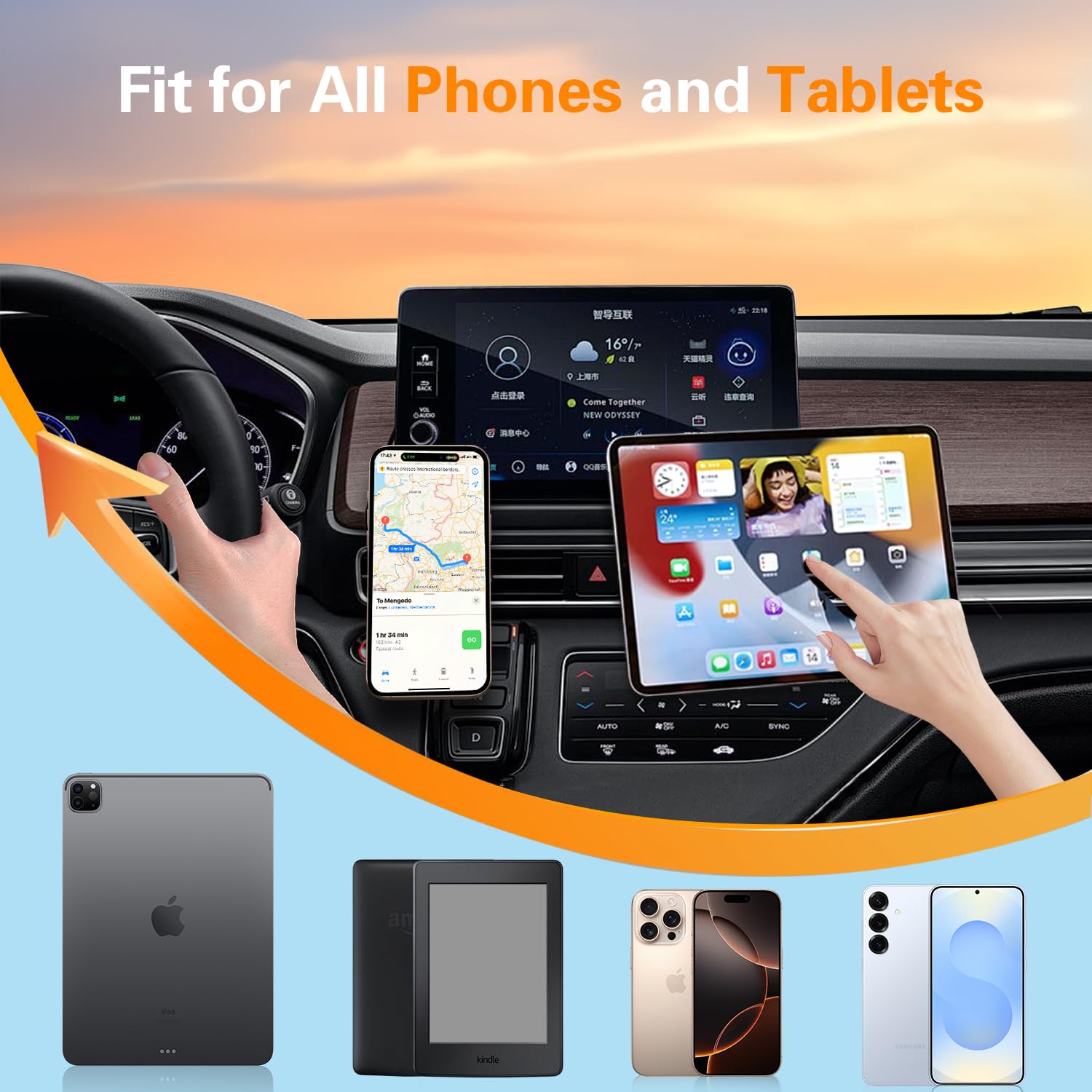 Volport Magnetic Car Mount Air Vent Cell Phone Holder, Universal Vehicle Dash Dashboard Ac Airvent Cellphone Magic Stand With Clip Hook, For Iphone 16 15 Samsung Lenovo Google Etc