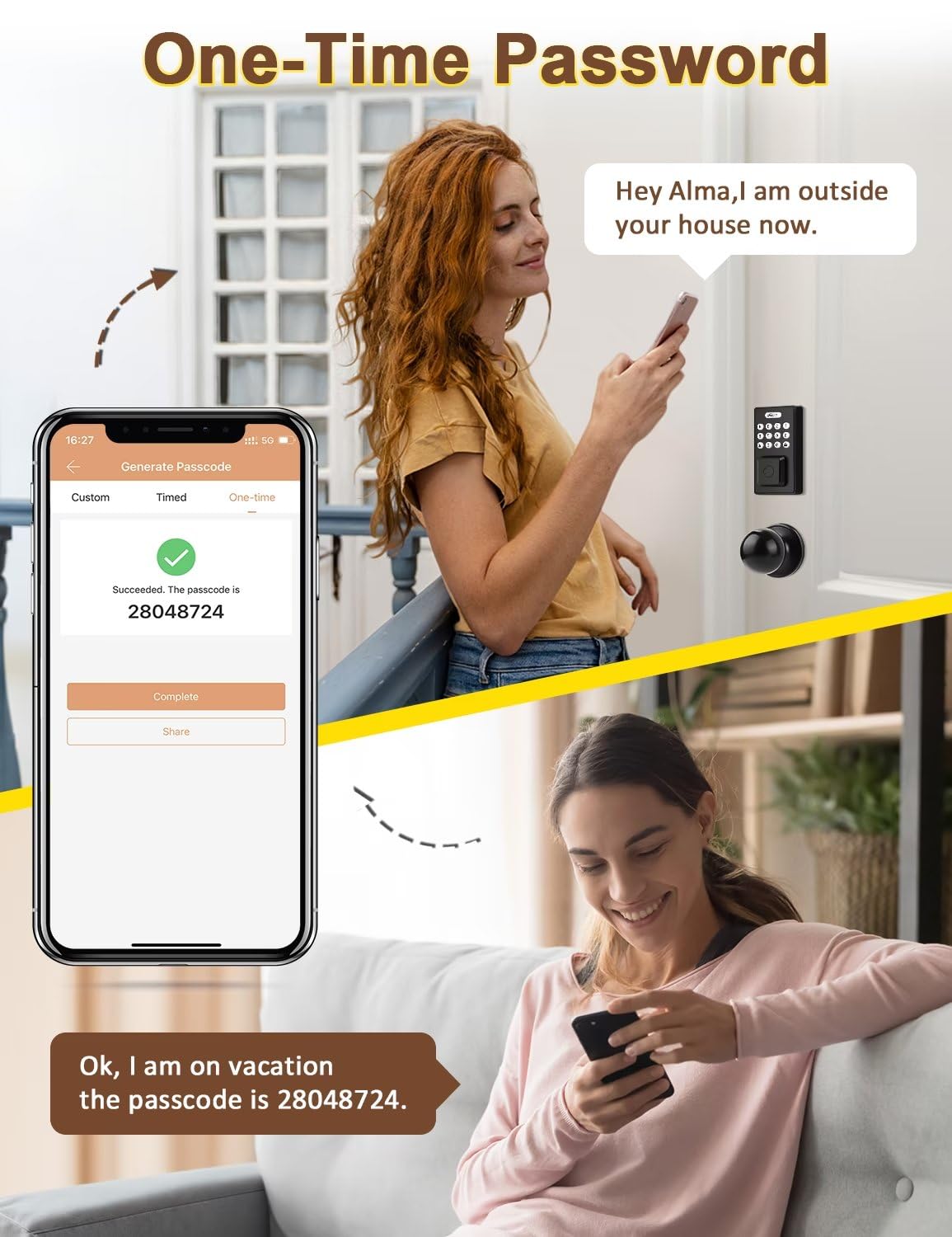 Tia Keyless Entry Door Lock With Door Knobs, Fingerprint Entry Door Handleset, Electronic Digital Keypad Deadbolt With App, Auto Lock & One Touch Locking, Front Smart Door Handle Sets, Black