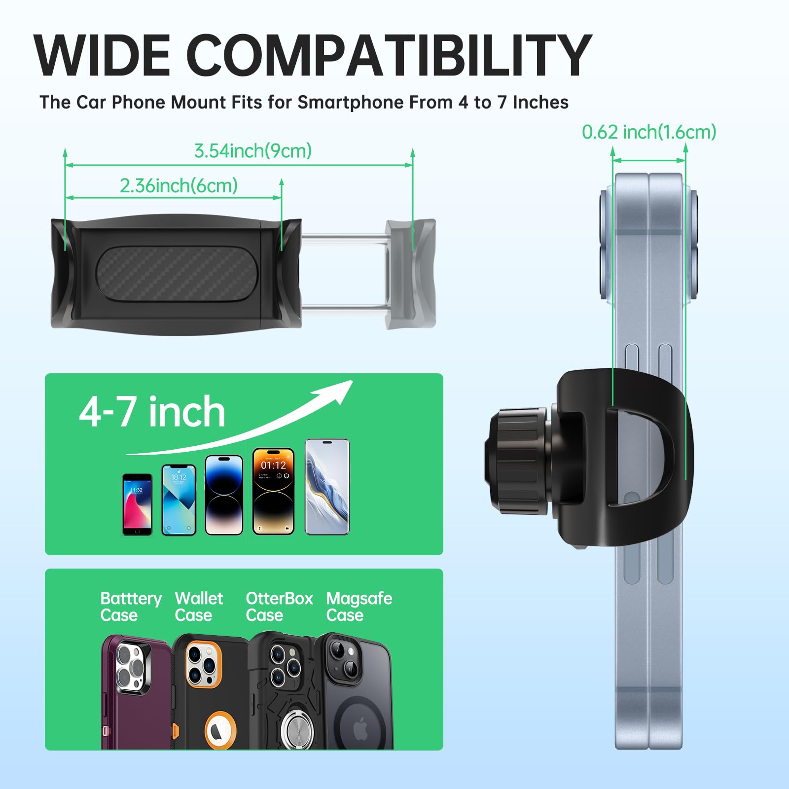 Chdfkkd Phone Mount For Car Dashboard, 360 Degree Rotation Universal Cell Phone Holder For Car Clip Mount Stand Suitable For 4 To 7" Smartphones (Standard Black)