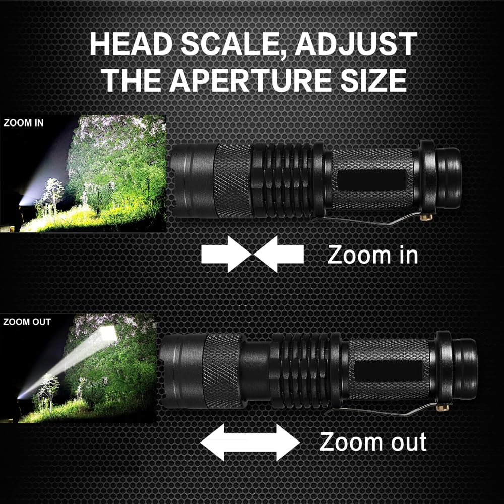 Mviocs 20 Pack Led Flashlights Torch, Bright 2000L Mini Small Flashlight High Lumens With 3 Modes, Waterproof Zoomable Pocket Flash Light Pen Flashlight For Indoor Outdoor Camping Home