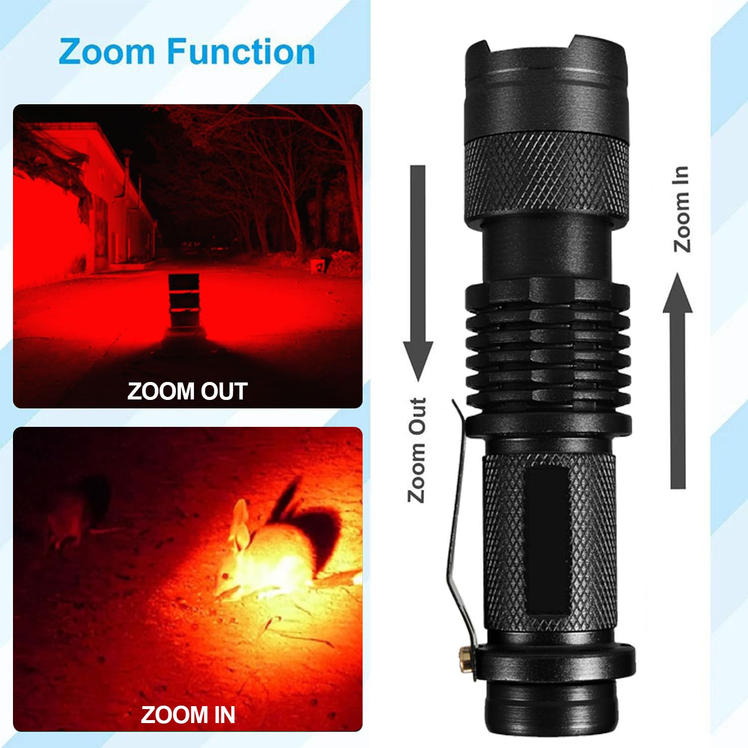 Mviocs High Power 2 Pack Red Flashlights, Red Led Flashlight 3 Modes High Lumens Led Red Light Torch Zoomable Red Flash Light For Outdoor, Astronomy, Aviation, Night Observation