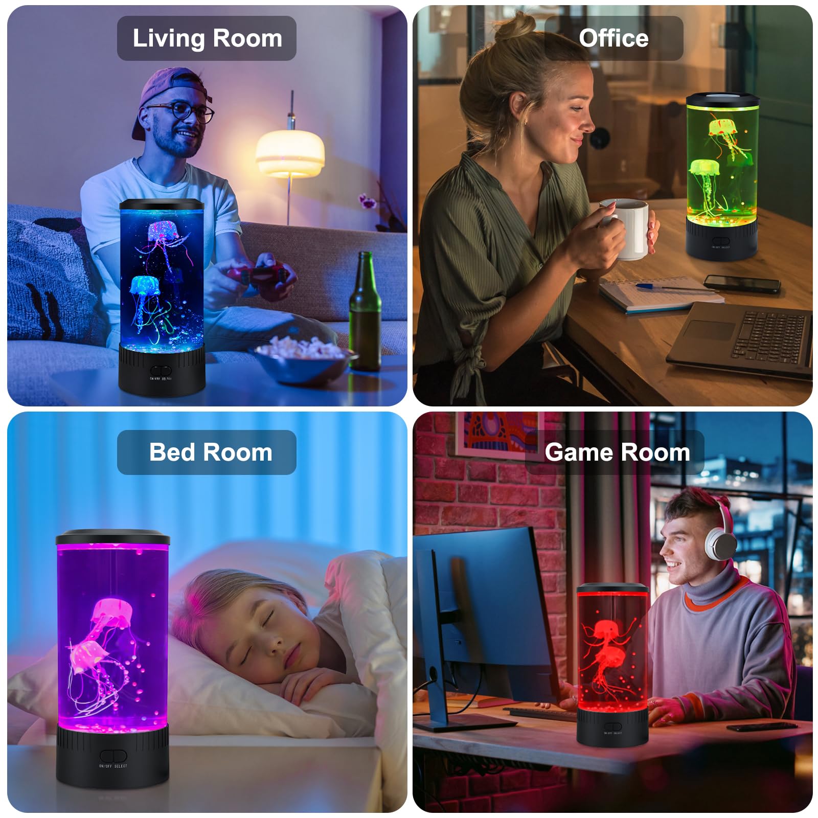 Relity Jellyfish Tank Table Lamp Remote Control With Color Changing Light For Kids Men Women Home Deco For Room Mood Light For Relax