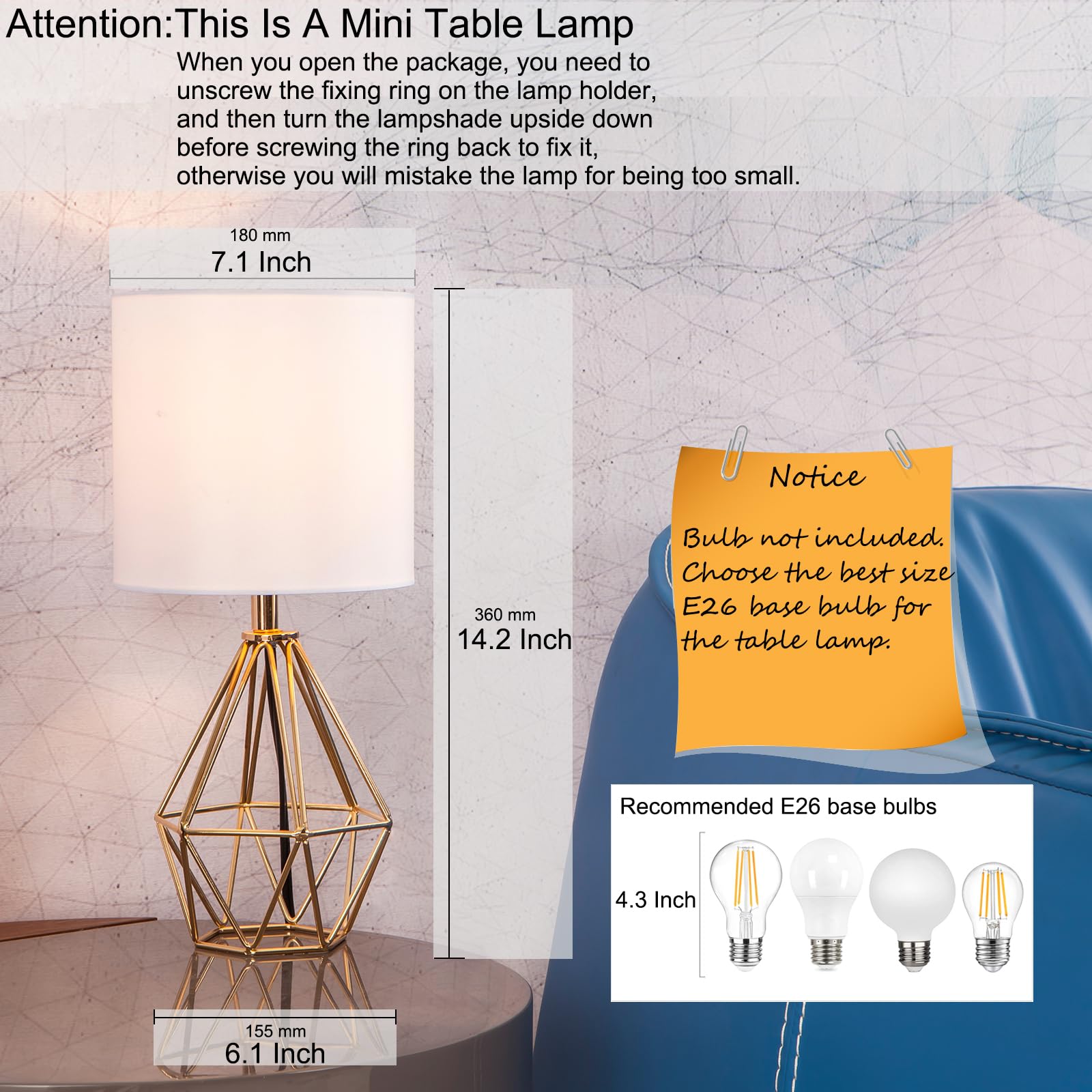 Cotulin Set Of 2 Gold Bedroom Small Table Lamp,Modern Bedside Nightstand Lamps With Geometric Metal Base White Fabric Shade,Cute Desk Lamp For Kids Living Room