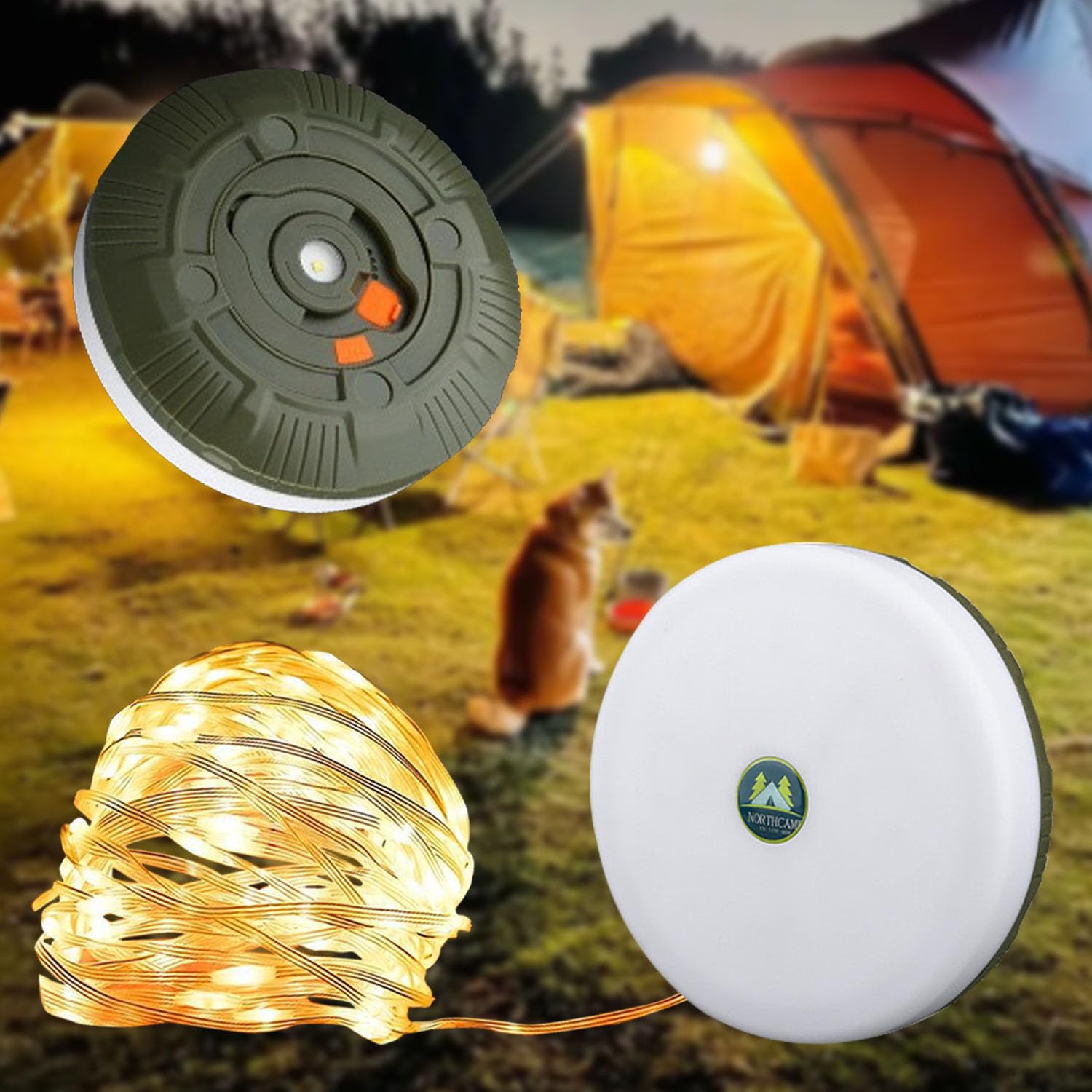 Leehuinii Retractable Camping String Lights Reel, 65.6Ft 200 Led Portable Stowable 3000Mah Rechargeable Strip Light, Waterproof Tent Lantern For Outdoor Hiking Awning Garden Party Festival Decor (Warm White)