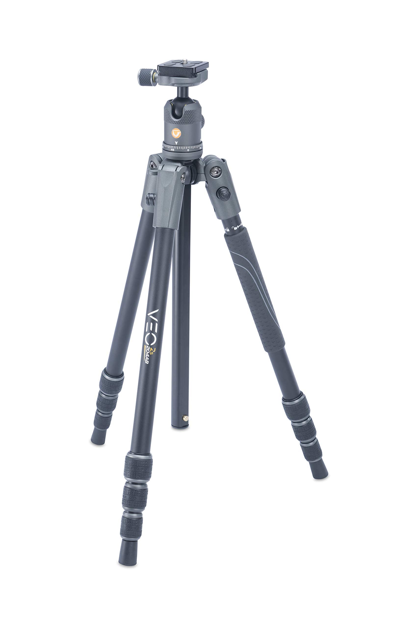Vanguard Veo2S204Ab Aluminum Travel Tripod With Ball Head, Monopod Option, Smart Phone Holder, Spiked Feet, And Tripod Bag