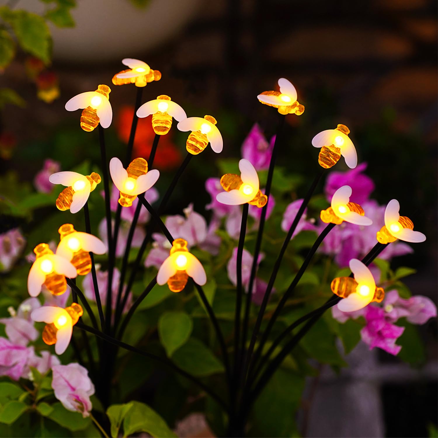 Nacome Solar Garden Lights For Outside – Landscape Decor,Yard Patio Decoration, Waterproof Swaying Bumble Bee(2Pack), Mom  For Women