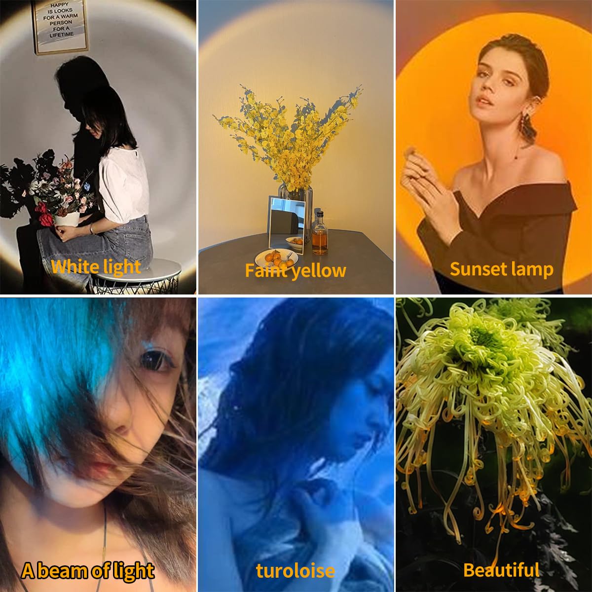 Yzyoe Led Rechargeable White, Yellow, Orange, Lake Blue Four Light Source Photography Fill Light Flashlight, 1800K Amber Eye Protection Lamp, Lake Blue, 3000K Yellow Cold Warm Lamp Flashlight.
