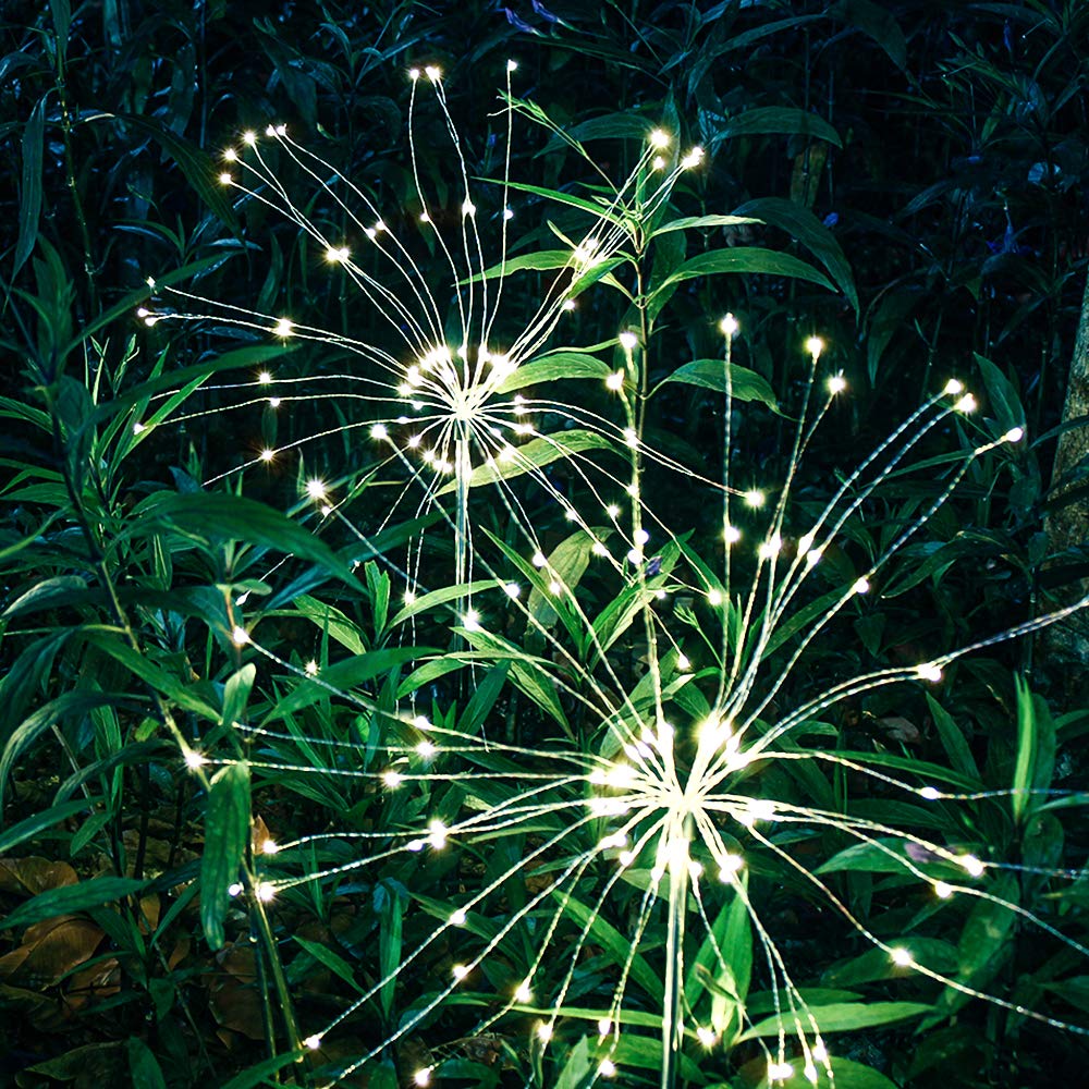 Epic Gadget Solar Firework Light, Epicgadget 105 Led Warm Light Outdoor Firework Solar Garden Decorative Lights For Walkway Pathway Backyard Christmas Decoration Parties (Warm White) (2 Pieces)