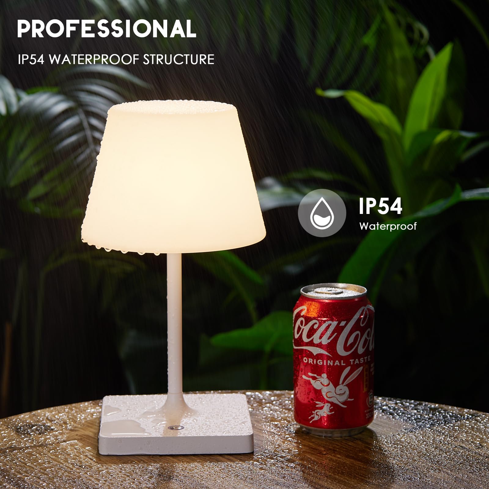 Deogos Portables Cordless Table Lamp, Outdoor Battery Operated Desk Lamp Waterproof, Built-In Rechargeable Battery, Touch Dimmable Night Light For Patio Camping Restaurant Home, Wood Grain