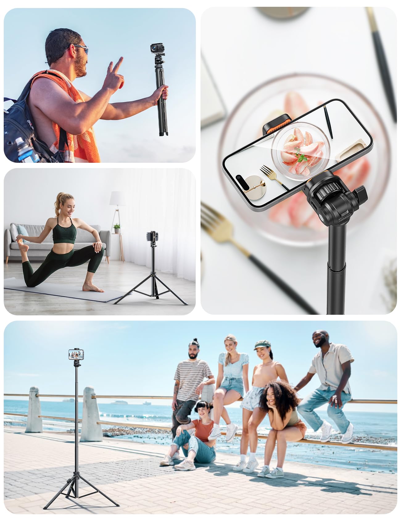 Yumazla 71'' Phone Tripod & Selfie Stick, Tripod For Iphone With Detachable Remote, Portable Phone Tripod Stand For Video Recording, Travel Tripod For Cell Phone, Compatible With Smartphones, Dslr