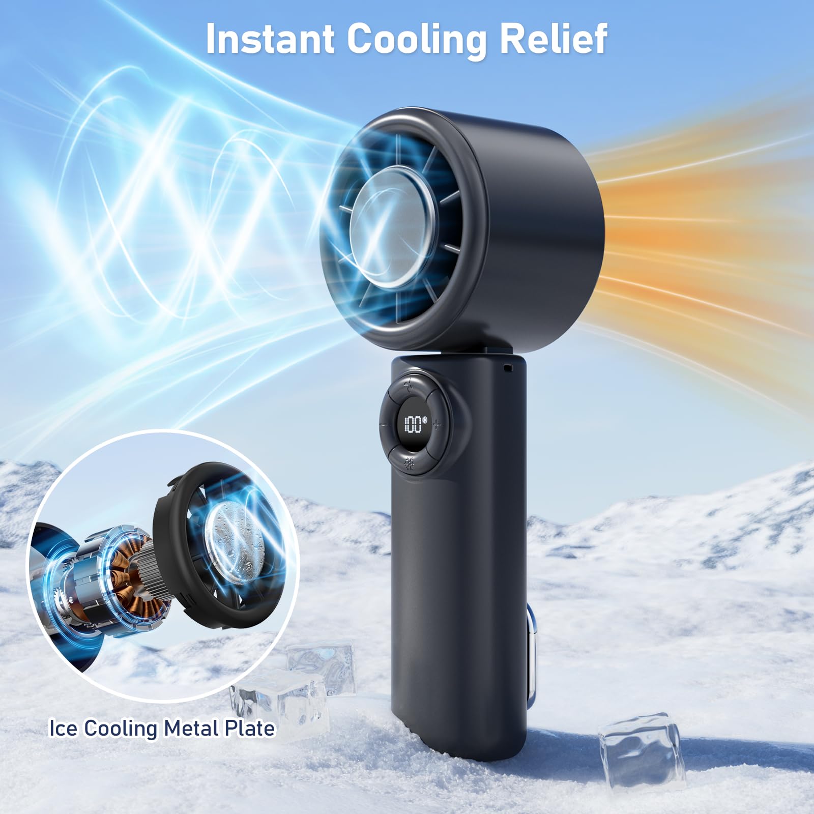 Civpower Handheld Fan: Portable Small Ice Cooling Plate- 4000Mah Rechargeable 100 Gear High-Speed