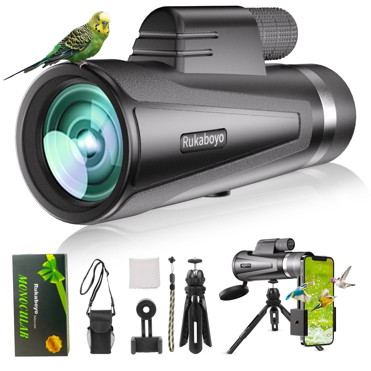 Digitgarden Hd Monocular Telescope High Powered With Smartphone Adapter Tripod Bak4 Prism For Wildlife Bird Watching Hunting Travel Camping Stargazing Hiking (12X50 Hd Monocular)