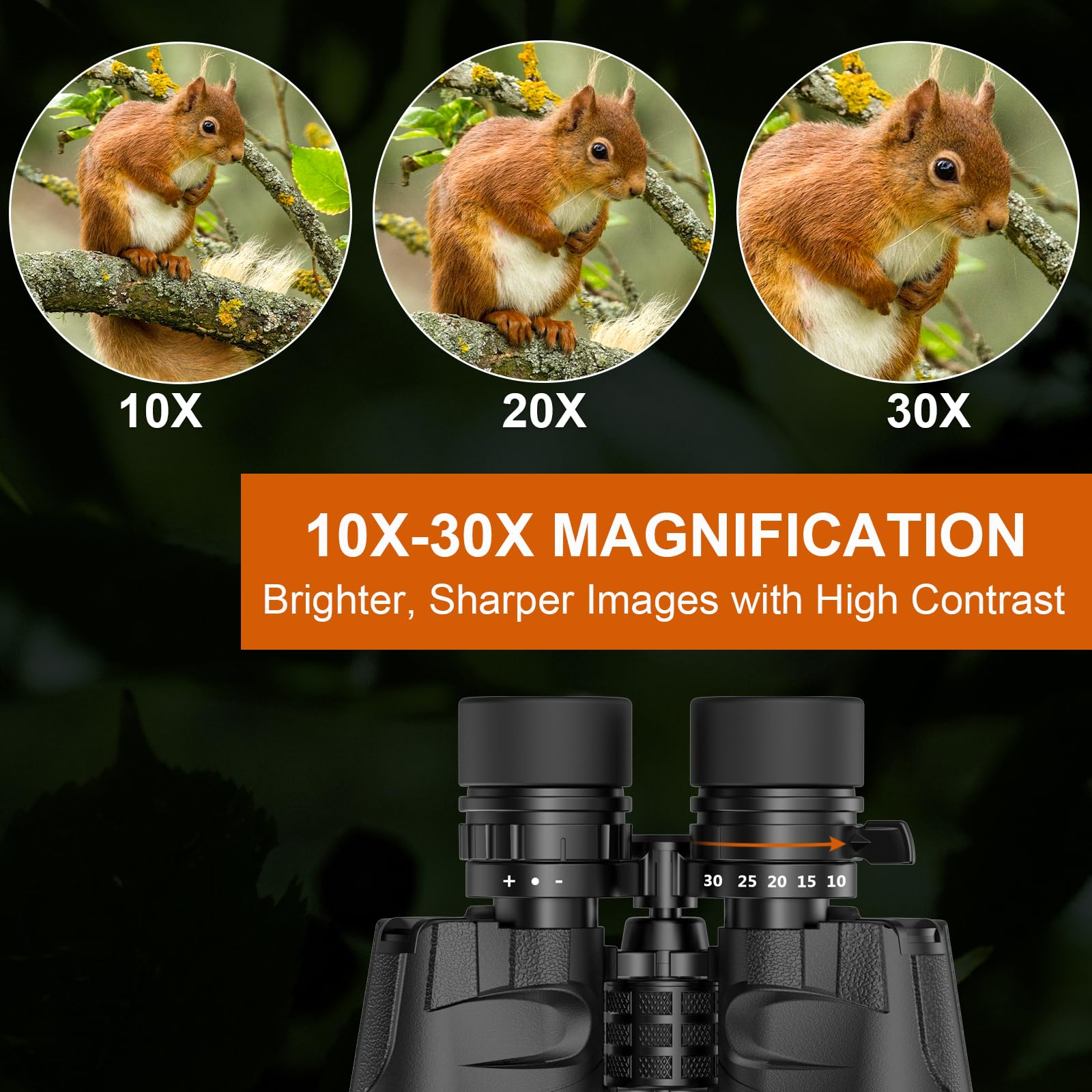 Eedabros 10-30X50 Hd Zoom Binoculars For Adults High Powered,Military Binoculars For Bird Watching Traveling Hunting Concerts With Large View,Bak4,Fmc Lens,Clear Low Light Vision At Night