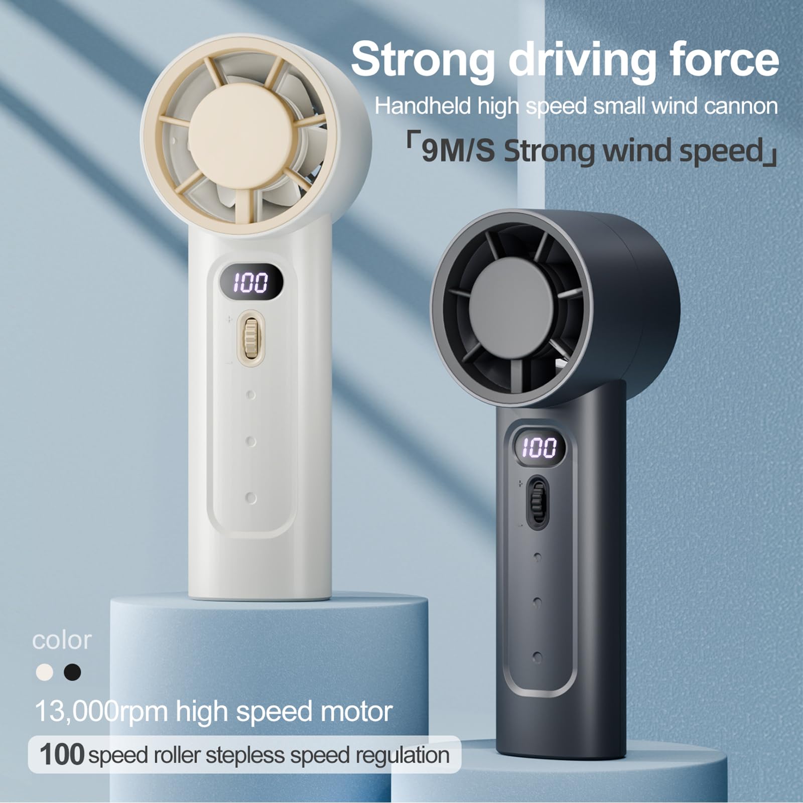 Portable Handheld Fan, Speed(1-100) Adjustable Turbo Mini Portable Fan, 4000Mah Battery Rechargeable