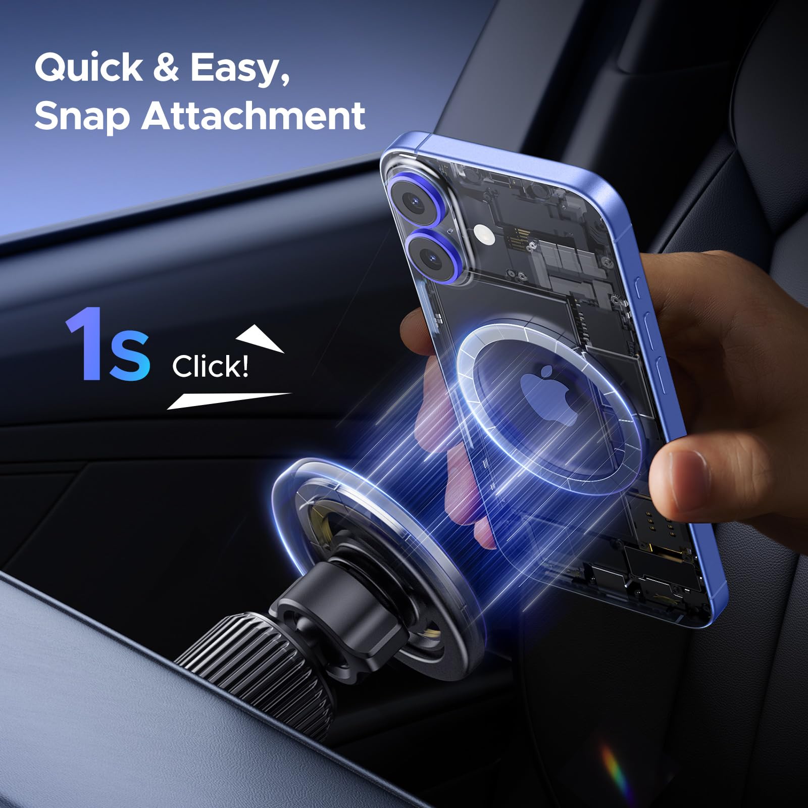 Ugreen Car Phone Mount For Magsafe Air Vent Car Mount Magnetic Phone Holder Compatible With Iphone 16 15 14 13 12 Pro Max, Strongest Magnet Black